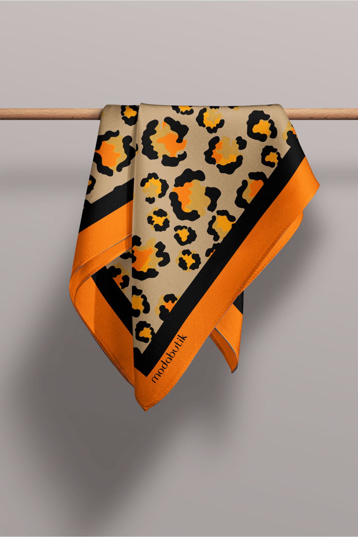 Modabutik-Women's Cream Speckle Patterned 50x50 Bandana 6