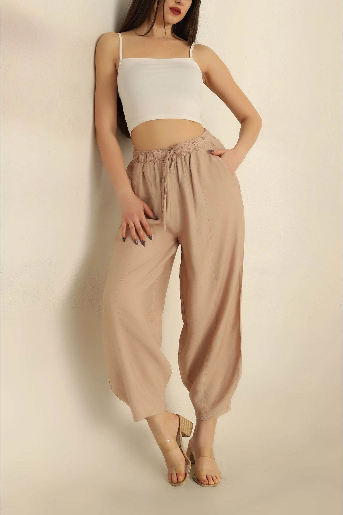 Esma Style Kadın Keten Ayrobin Şalvar Model Pantolon