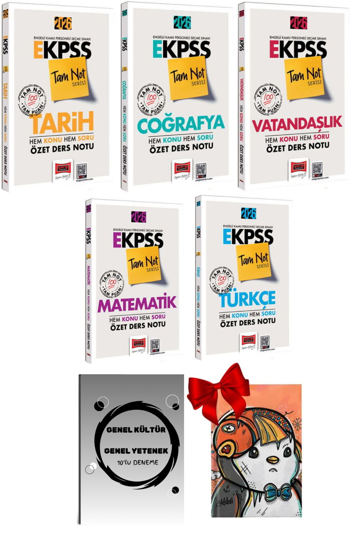 Yargı Yayınları 2026 E-KPSS Tüm Dersler Hem Konu Hem Soru ve Özet Ders Notları KPSS 10 Deneme ve Defter Hediye