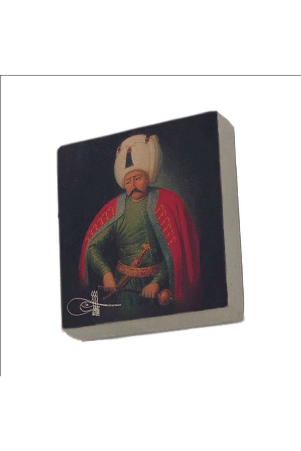 Sadrazam Yavuz Sultan Selim Baskılı Doğaltaş Magnet (5 X 5 KRT-148)