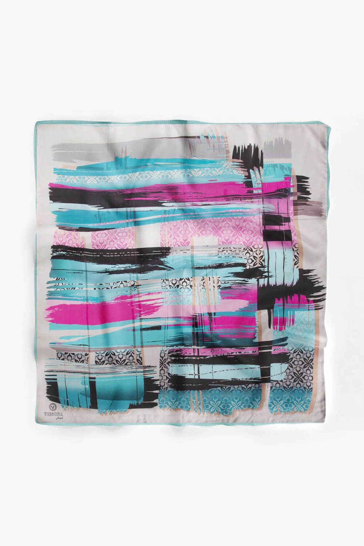 Vissona-Bandana de dama cu model 80x80 - 100% matase 2