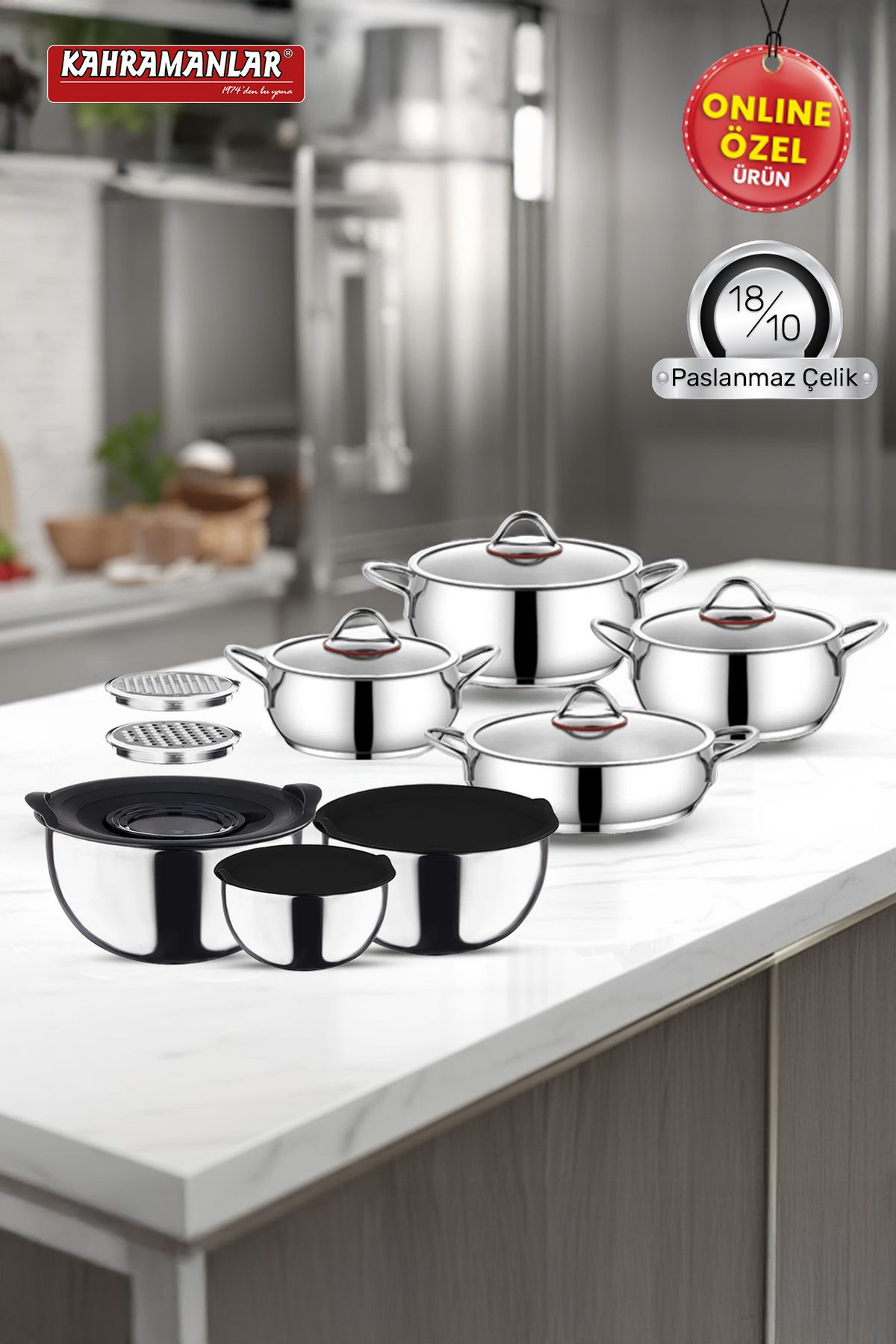 Kahramanlar Elit Chef 17 Parça Çelik Çeyiz Seti