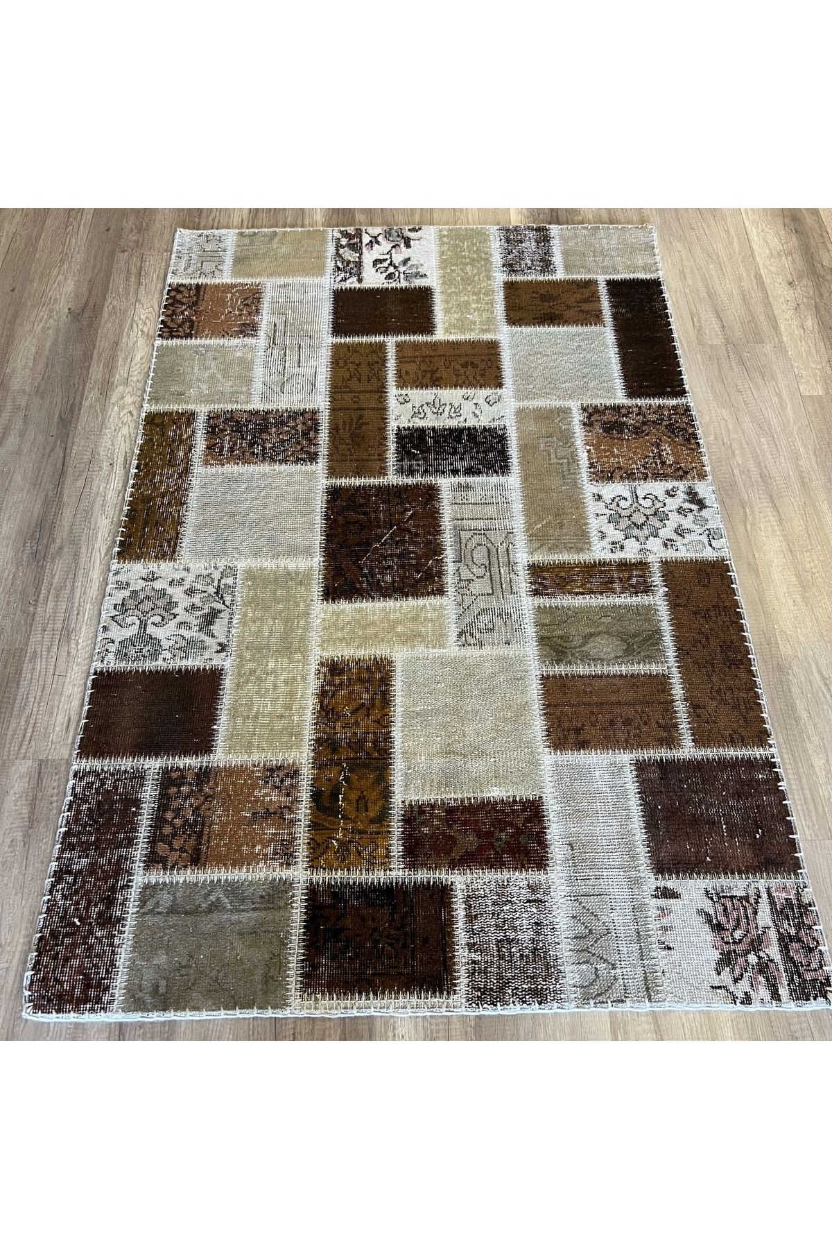 Hoomrugs Hoom Rugs Patchwork Kahve Kutulu El Dokuma Kilim