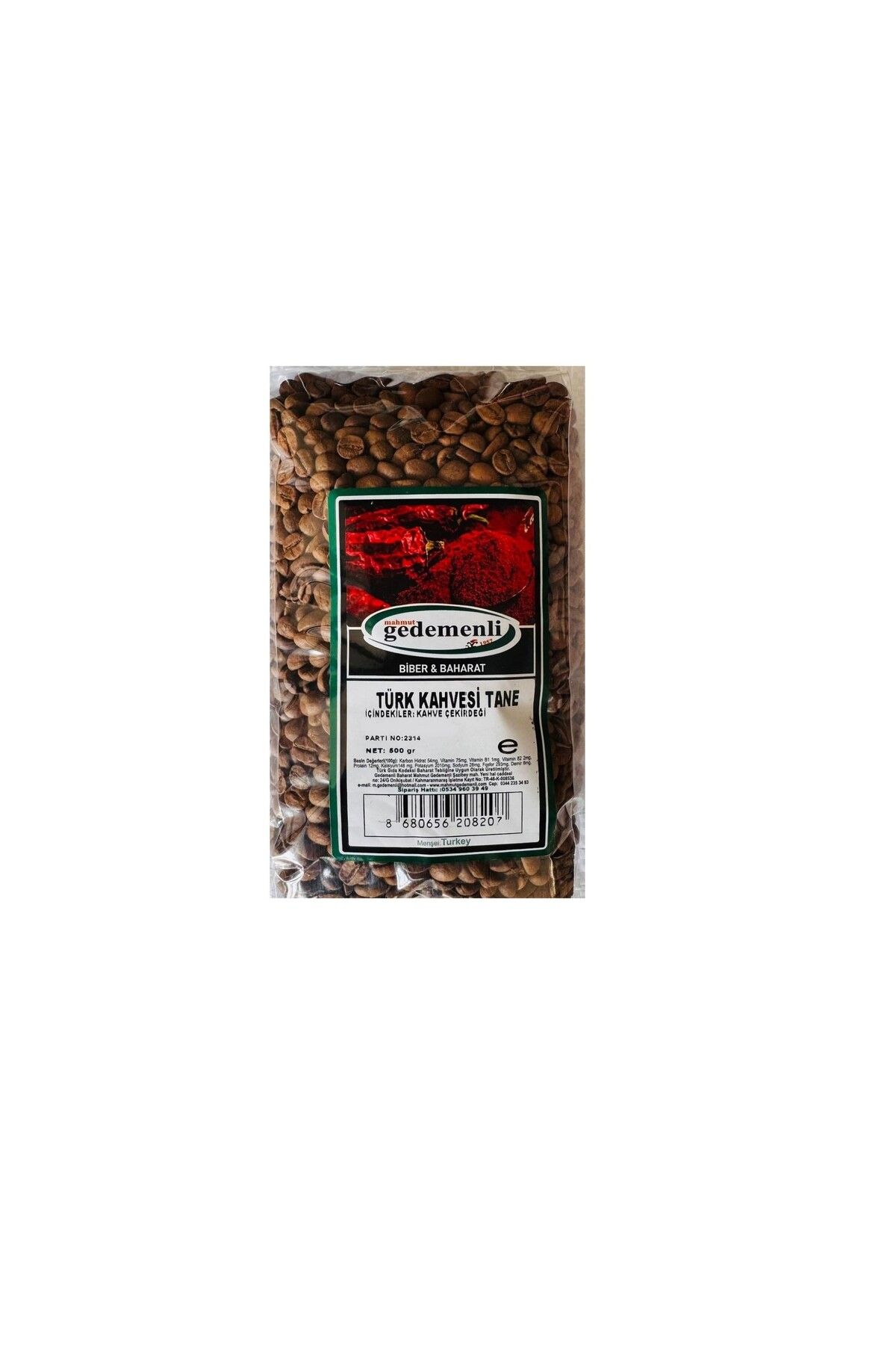 GEDEMENLİ TÜRK KAHVESİ TANE 500 GR