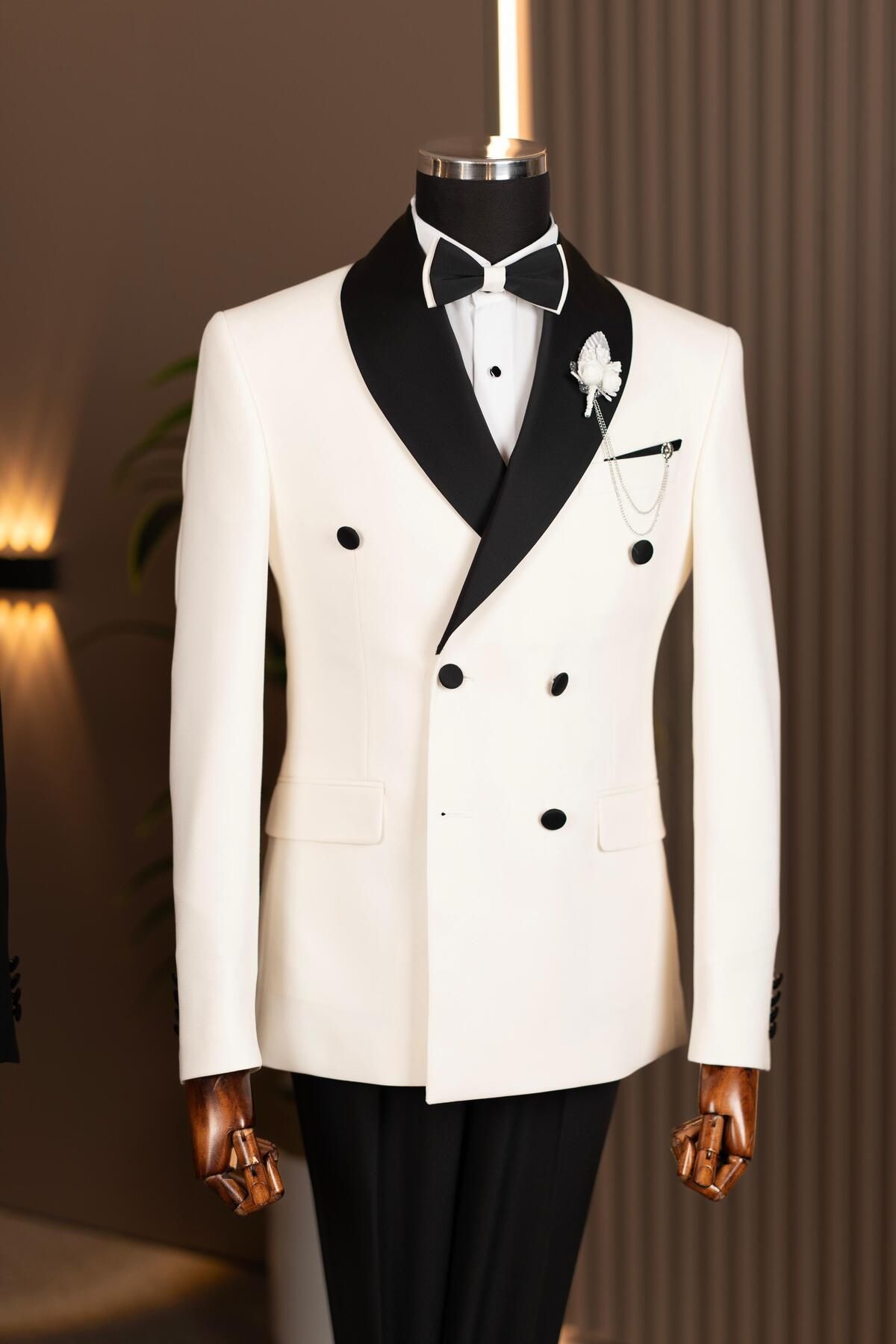 Terziayhan T01- TA01 Model Slimfit Şal Yaka Kruvaze Damatlık