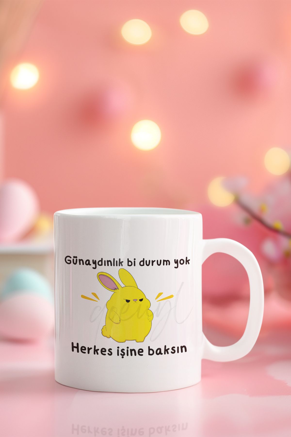 qoeuyl boutique Günaydınlık Bi Durum Yok Herkes İşine Baksın Baskılı Eğlenceli Hediyelik Beyaz Kupa Bardak