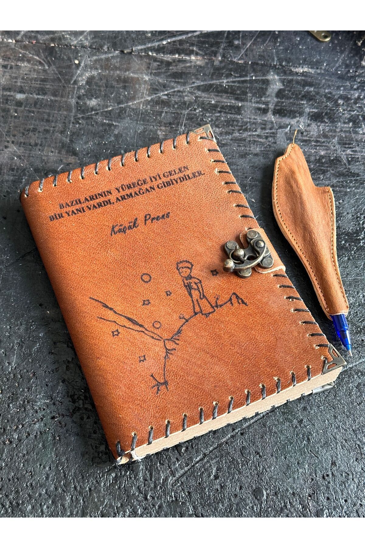 zarif atölye-The Little Prince Themed Leather Notebook 3
