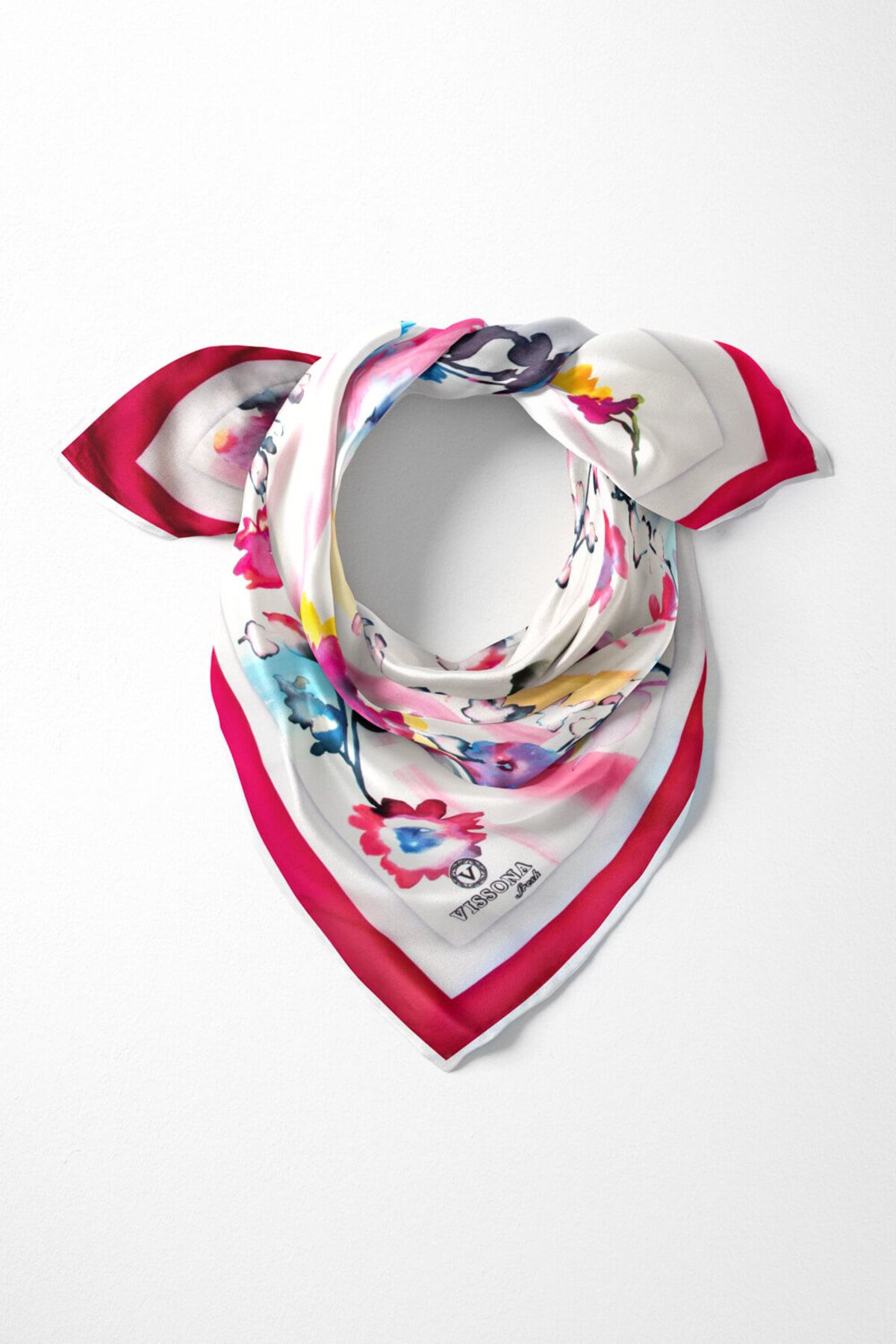 Vissona Bandana De Dama Cu Model 80x80 - 100% Matase Femeie - Single Dimension