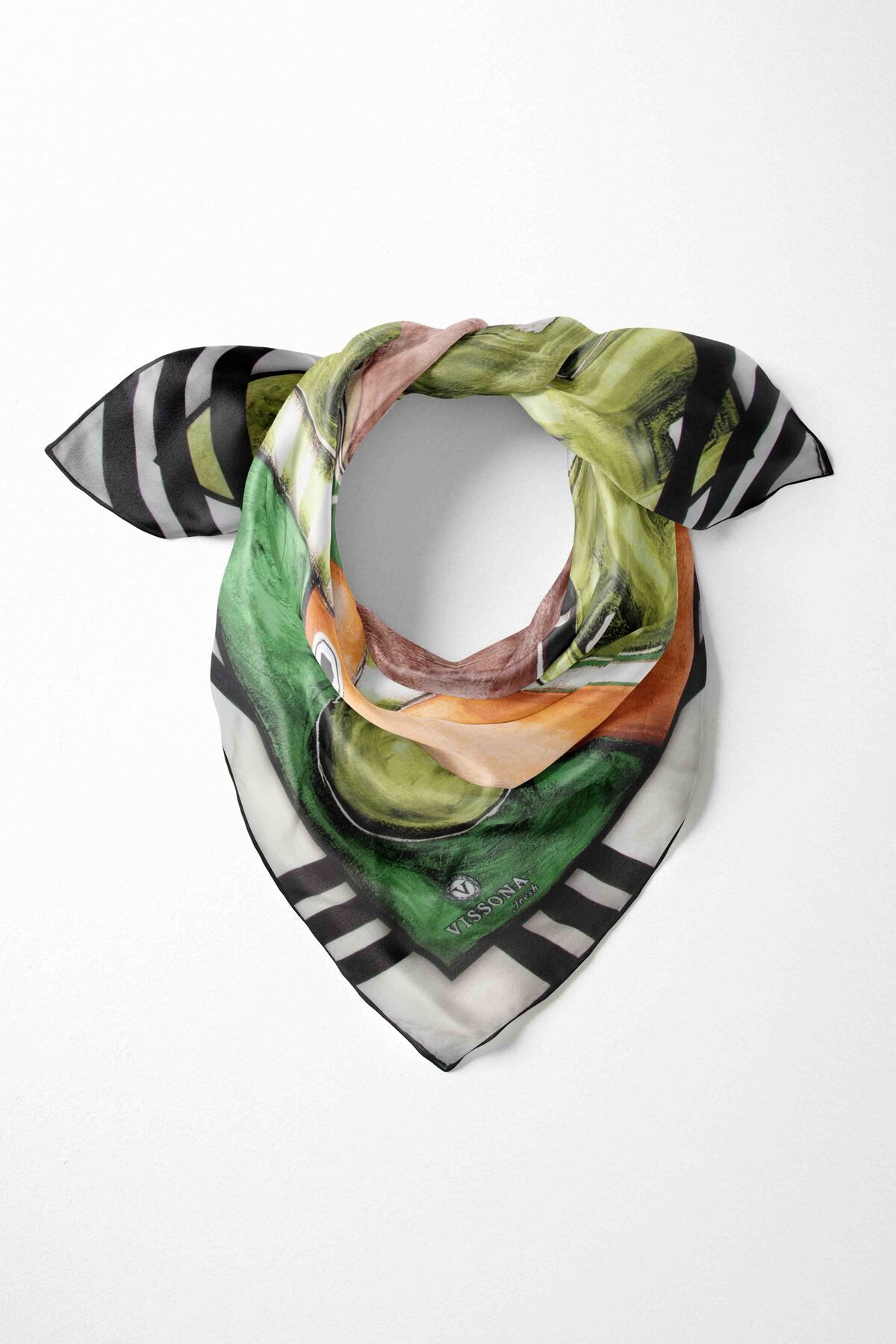 Vissona Bandana De Dama Cu Model 80x80 - 100% Matase Femeie - Single Dimension