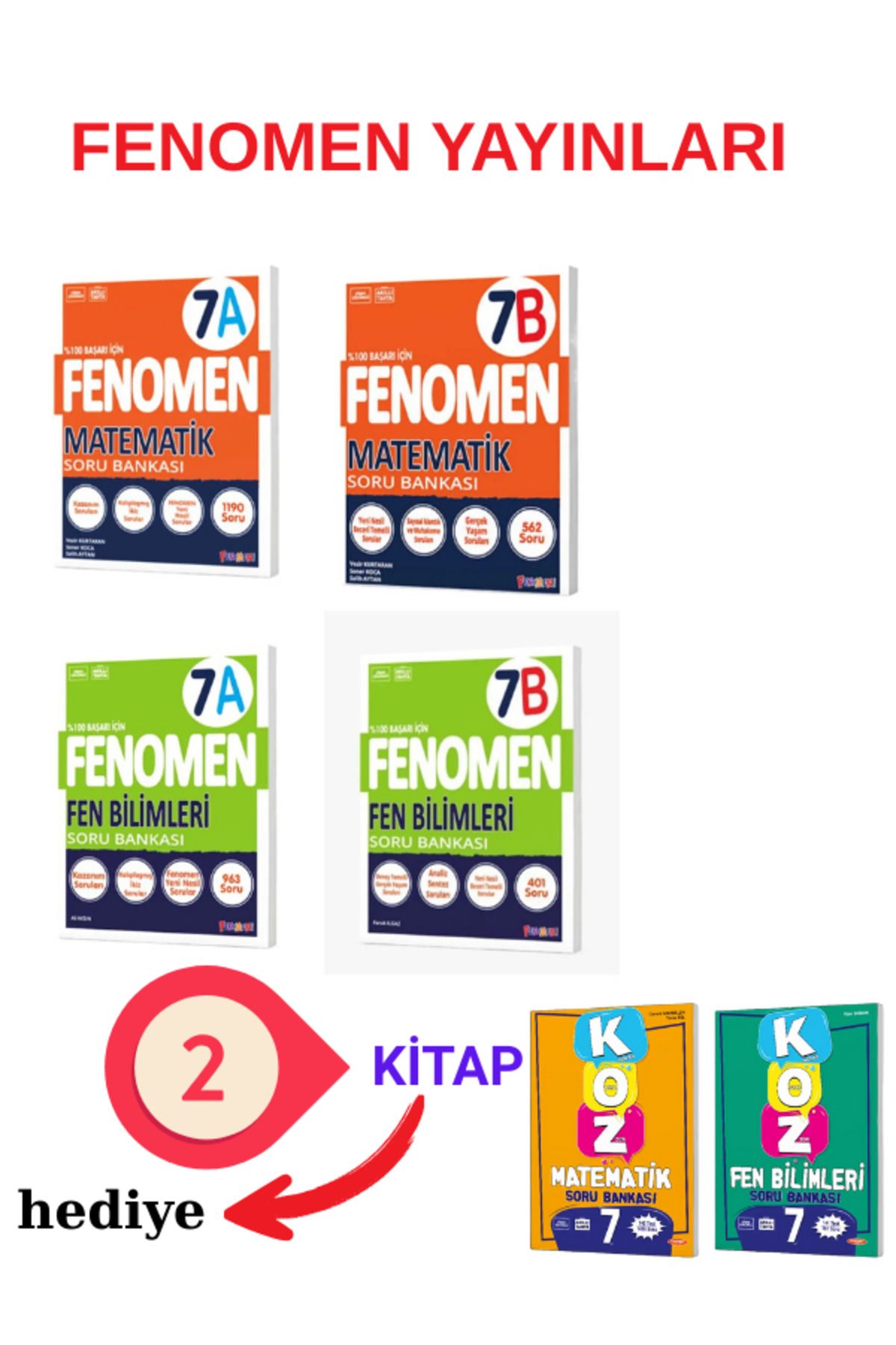 Fenomen Yayıncılık Fenomen 7 Sınıf Matematik A-B SoruBankası Fen Bilimeri A -B Soru Bankası Seti 4 Kitap(2KİTAP HEDİYE)
