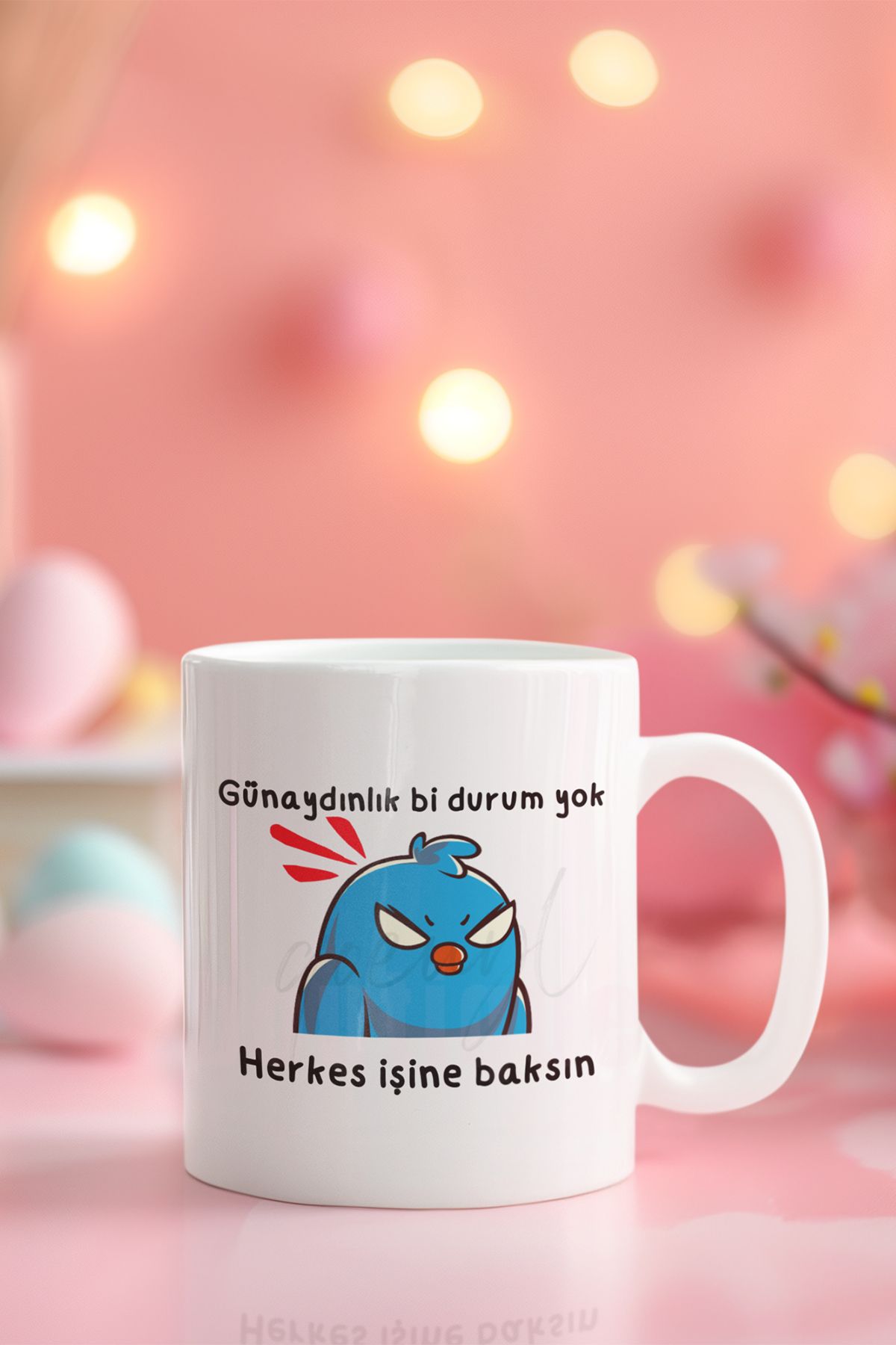 qoeuyl boutique Günaydınlık Bi Durum Yok Herkes İşine Baksın Baskılı Eğlenceli Hediyelik Beyaz Kupa Bardak