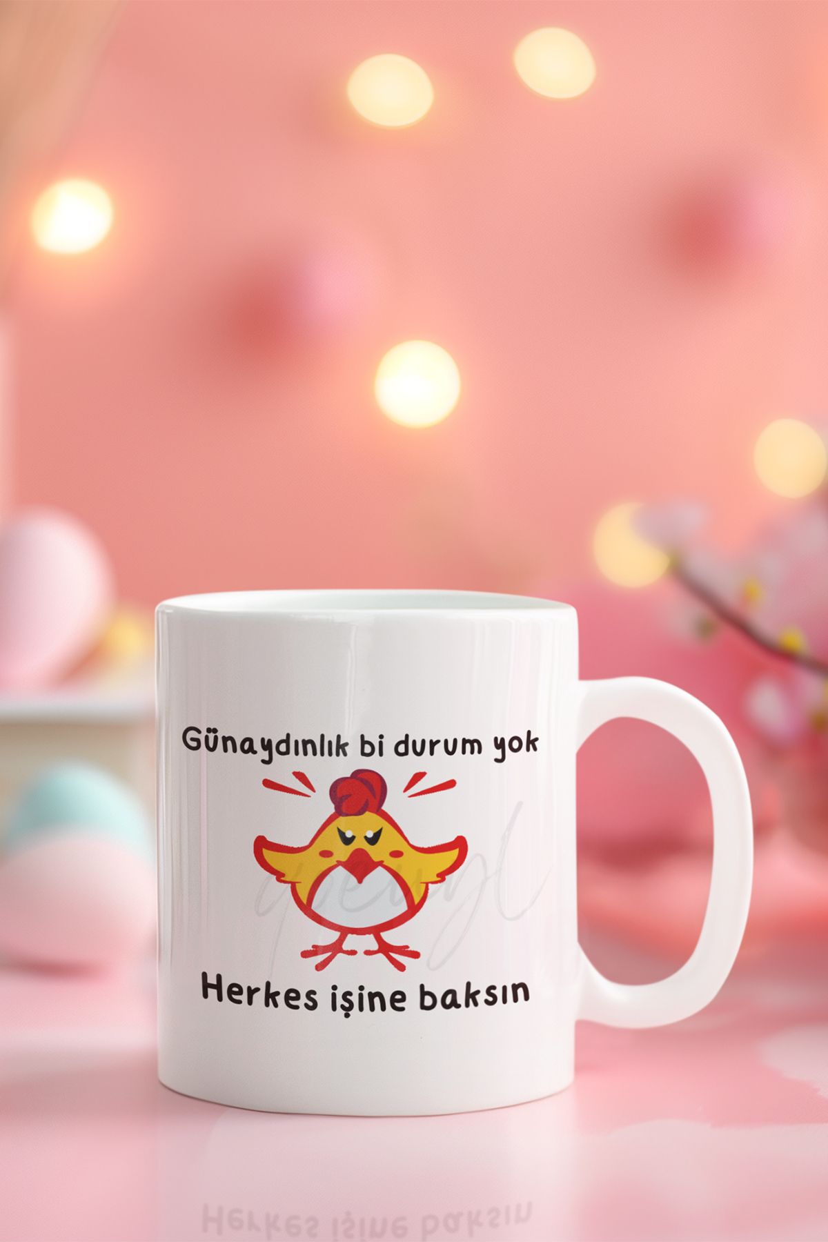 qoeuyl boutique Günaydınlık Bi Durum Yok Herkes İşine Baksın Baskılı Eğlenceli Hediyelik Beyaz Kupa Bardak