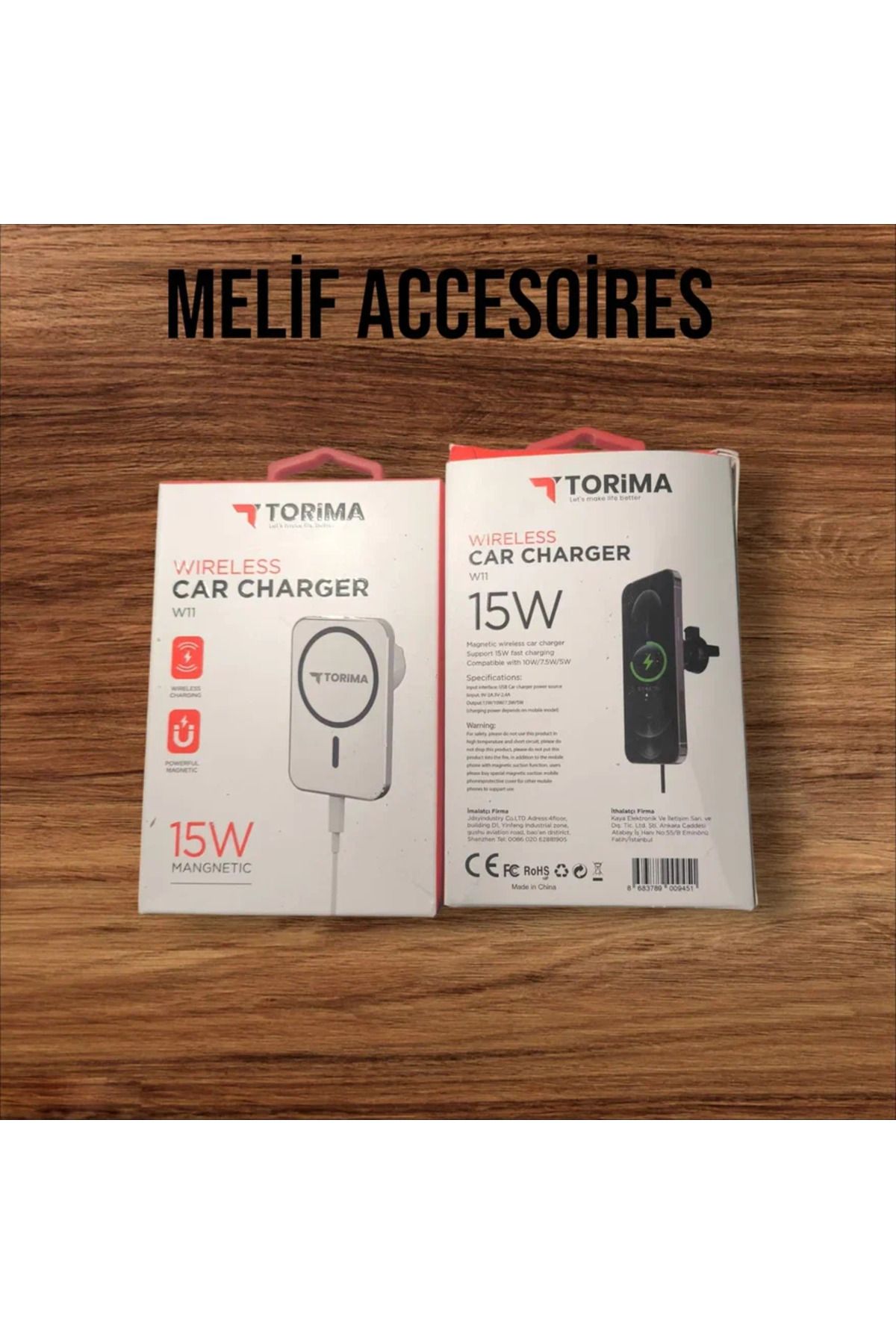 melif accesories Tor -Torma 15W Mıknatıslı Kablosuz Araç Şarj Cihazı - Wireless Magsafe Telefon Tutucu