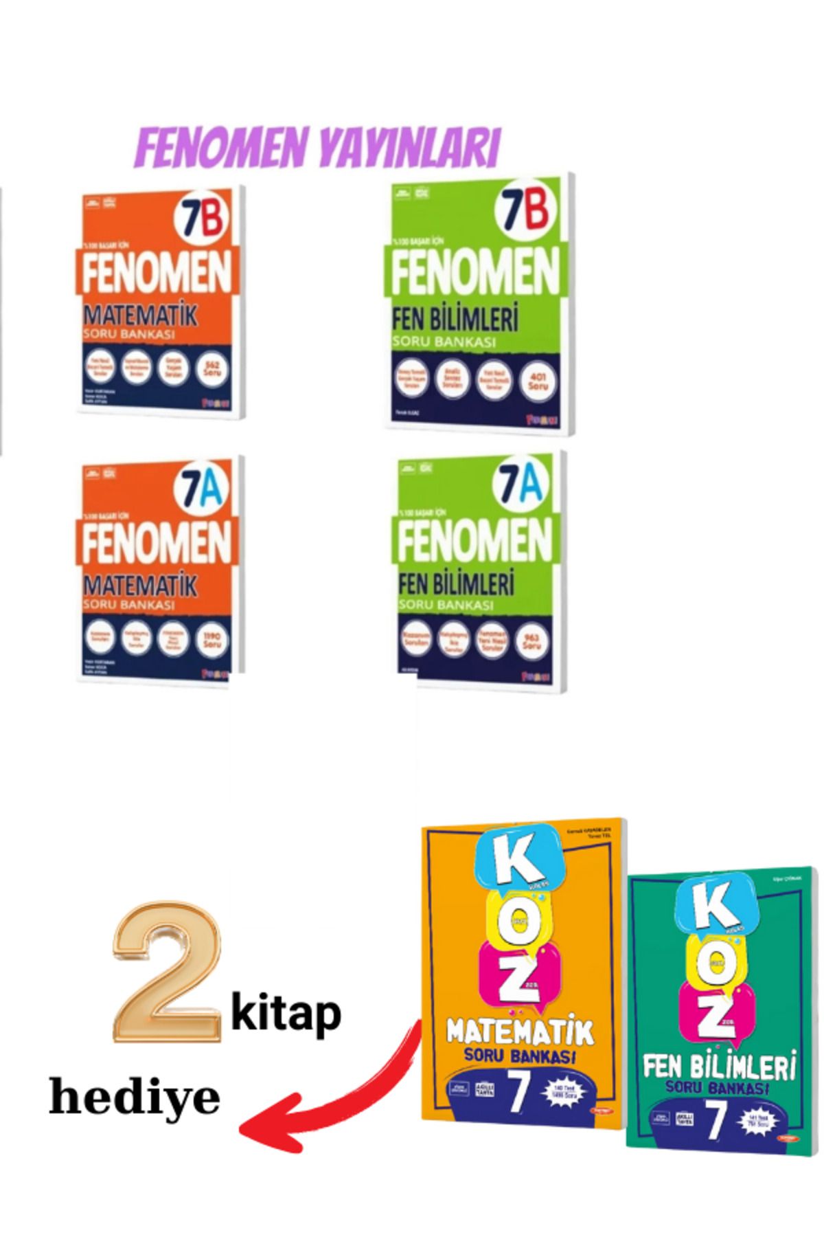 Fenomen Yayıncılık FENOMEN YAYILARI 7.SINIF MATEMATİK VE FEN SORU BANKASI A-B (2 KİTAP HEDİYE)