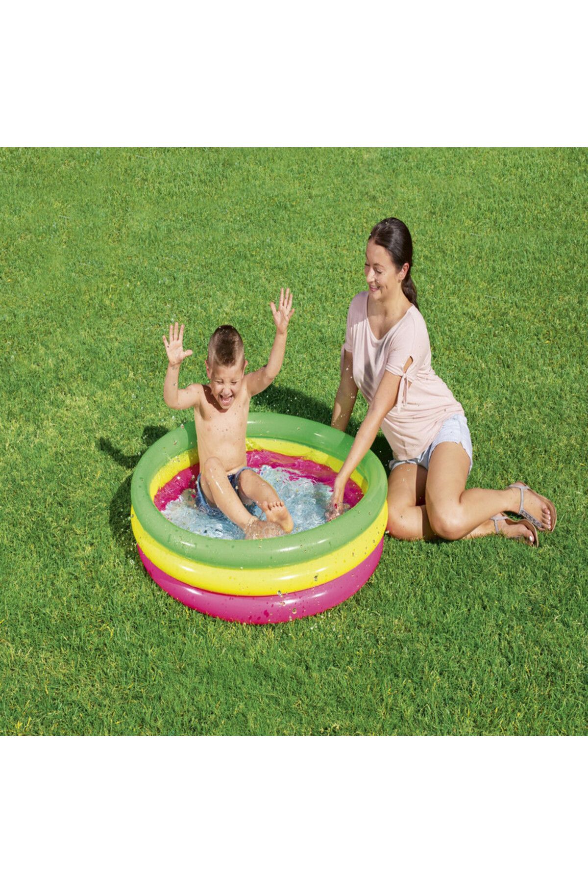 BESTWAY-3-Layer Colorful Inflatable Pool with Inflatable Base 102X25 cm - 26-51104 2