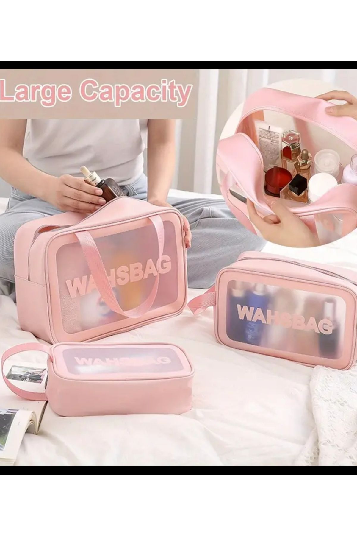 EMKSHOP Washbag Çanta Su Geçirmez Kozmetik ve Seyahat Çantası