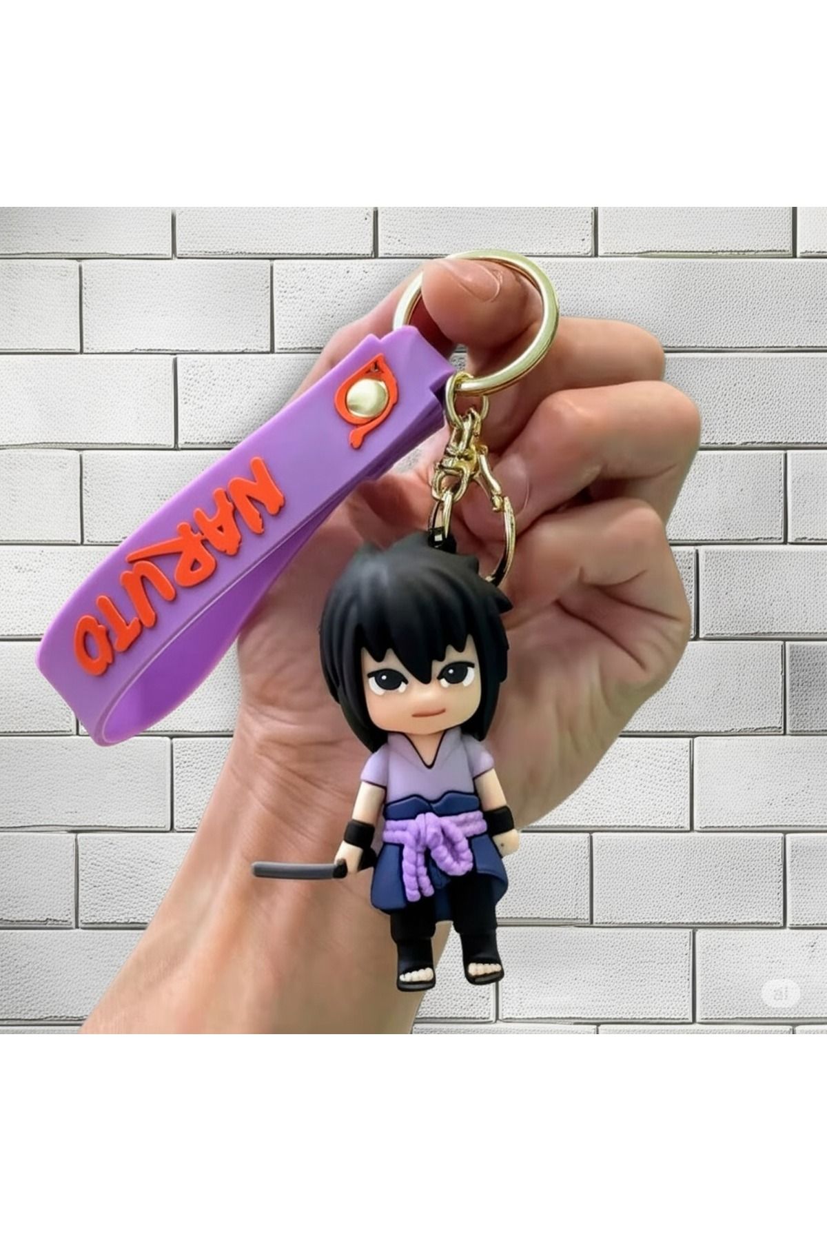 Mimi Aksesuar 3D Lüks Büyük Boy Naruto Karekteri (Uchiha Sasuke) Silikon Anahtarlık & Çanta Aksesuarı
