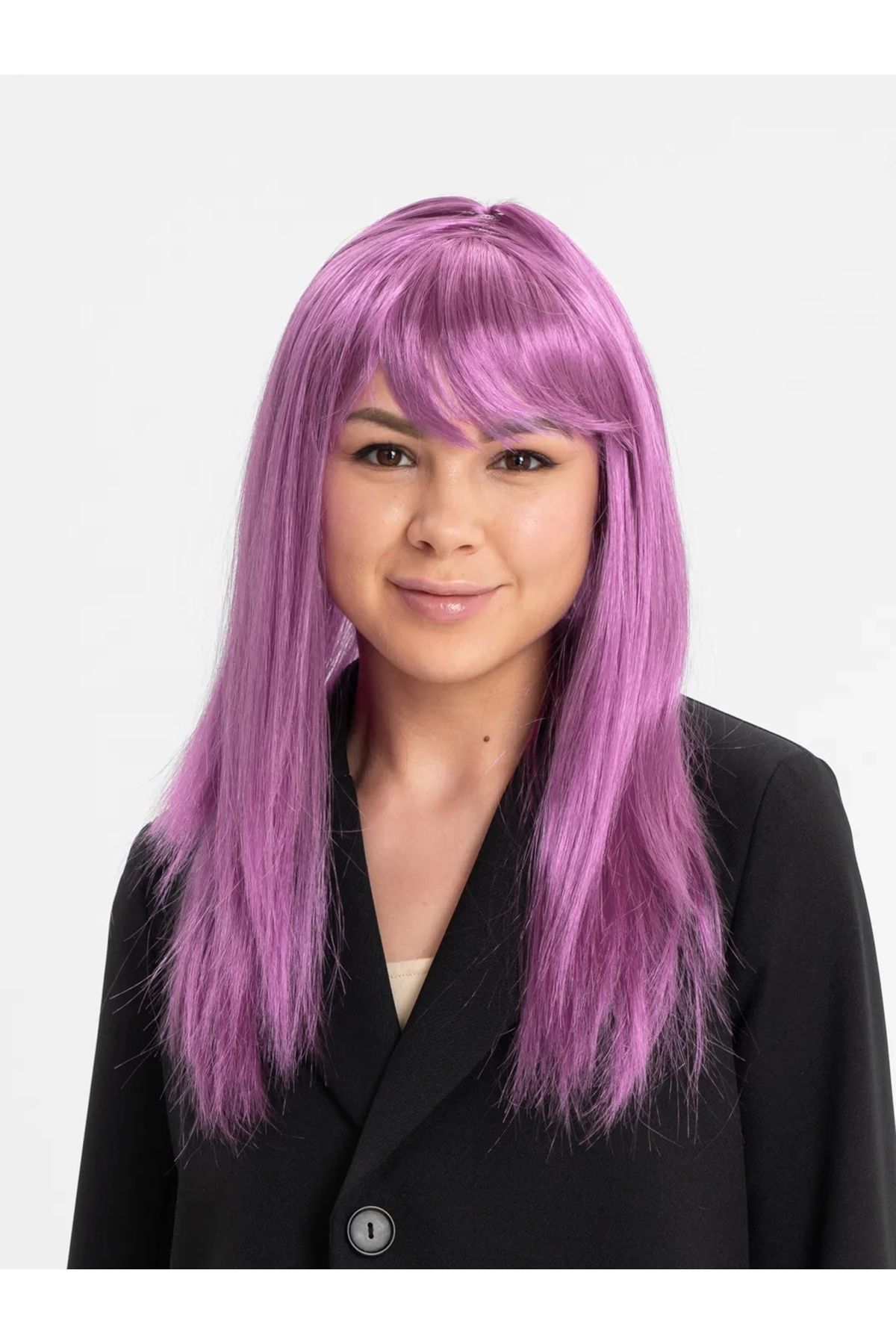 PRATİKOBA Rose Pembe Düz Kesim Peruk