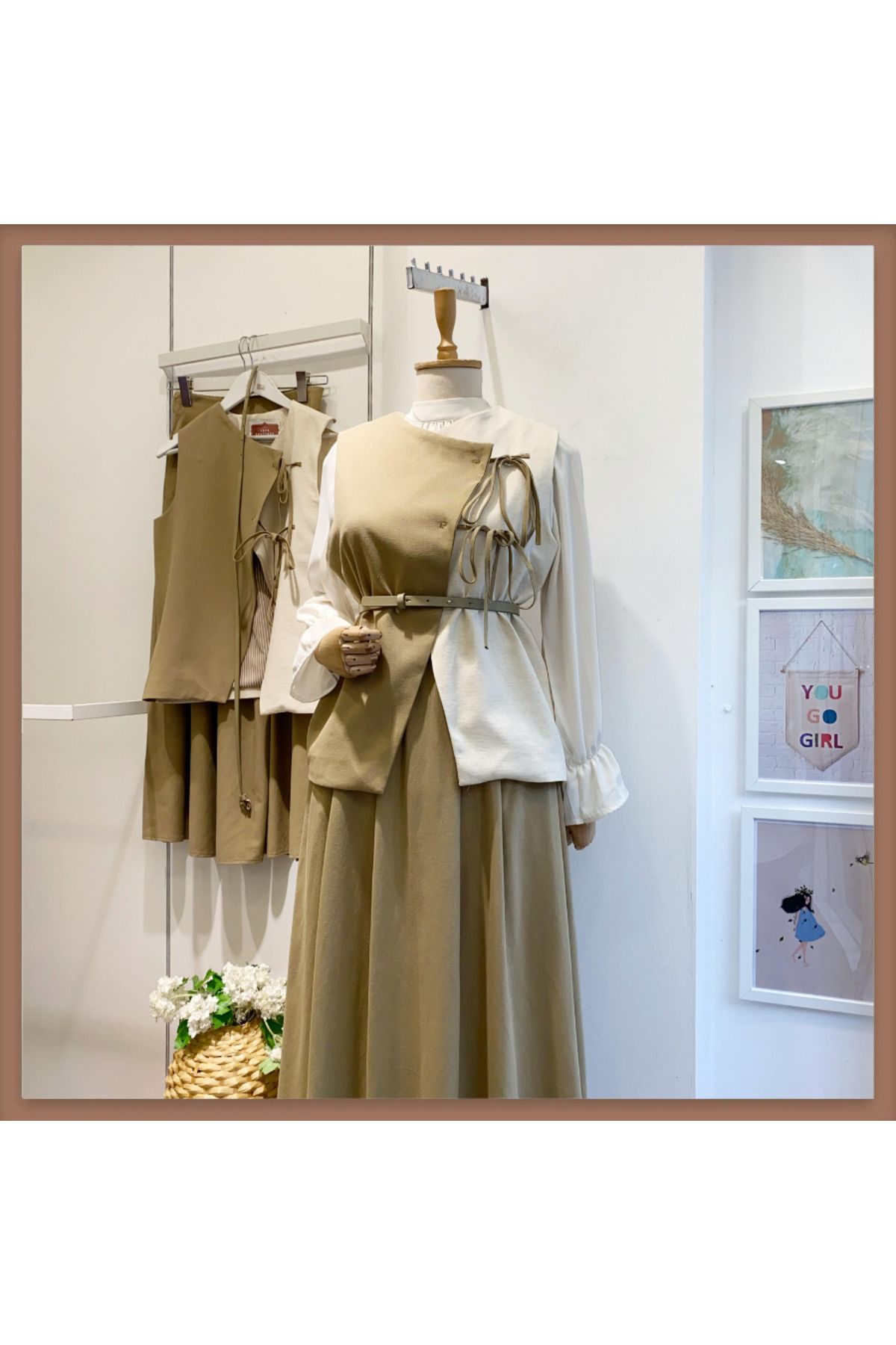 Faya Boutique Çağla Yeşili Kemerli Fayra Takım