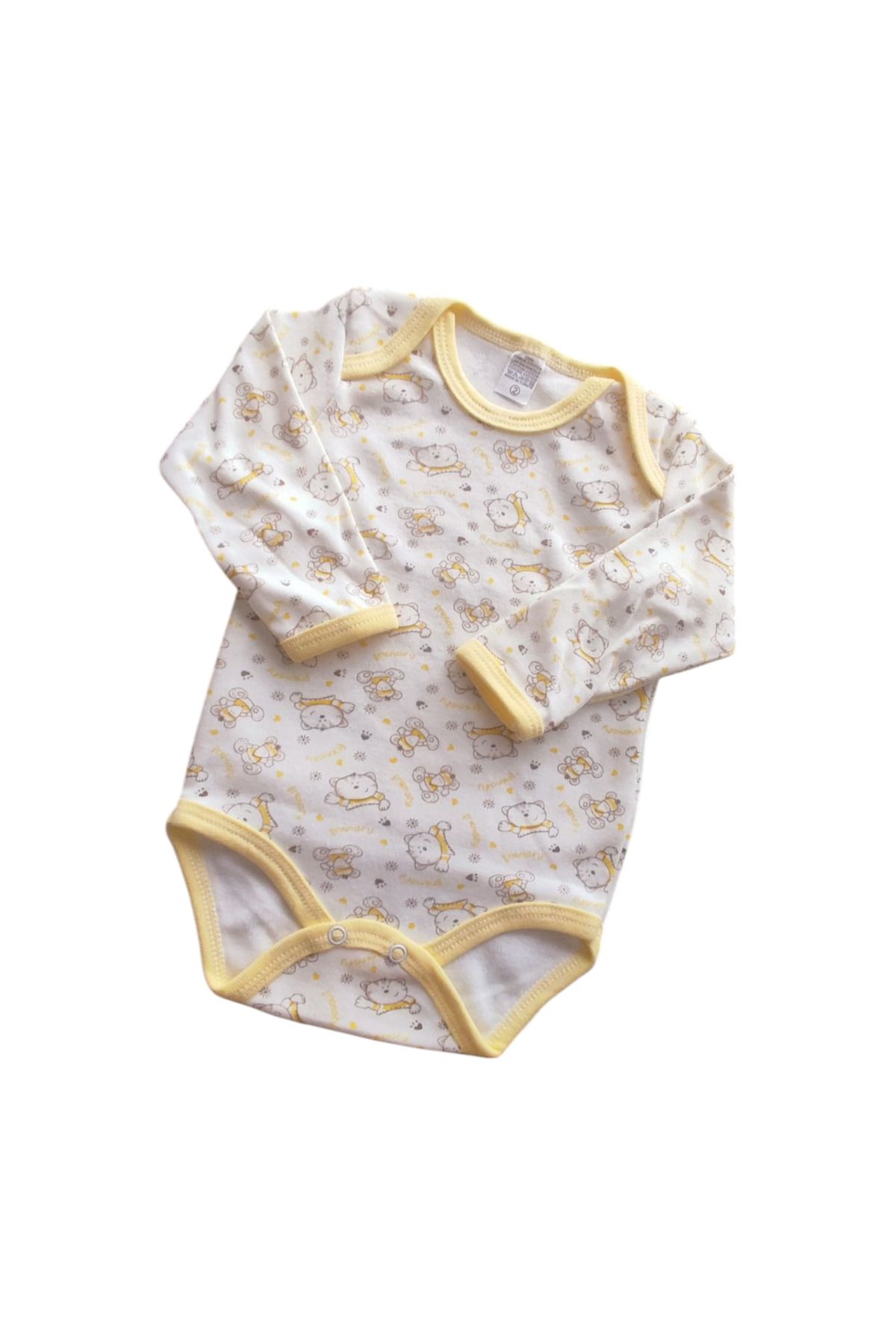 GnelD Unisex Bebek Bisiklet Yaka Uzun Kol Body Bady Zıbın