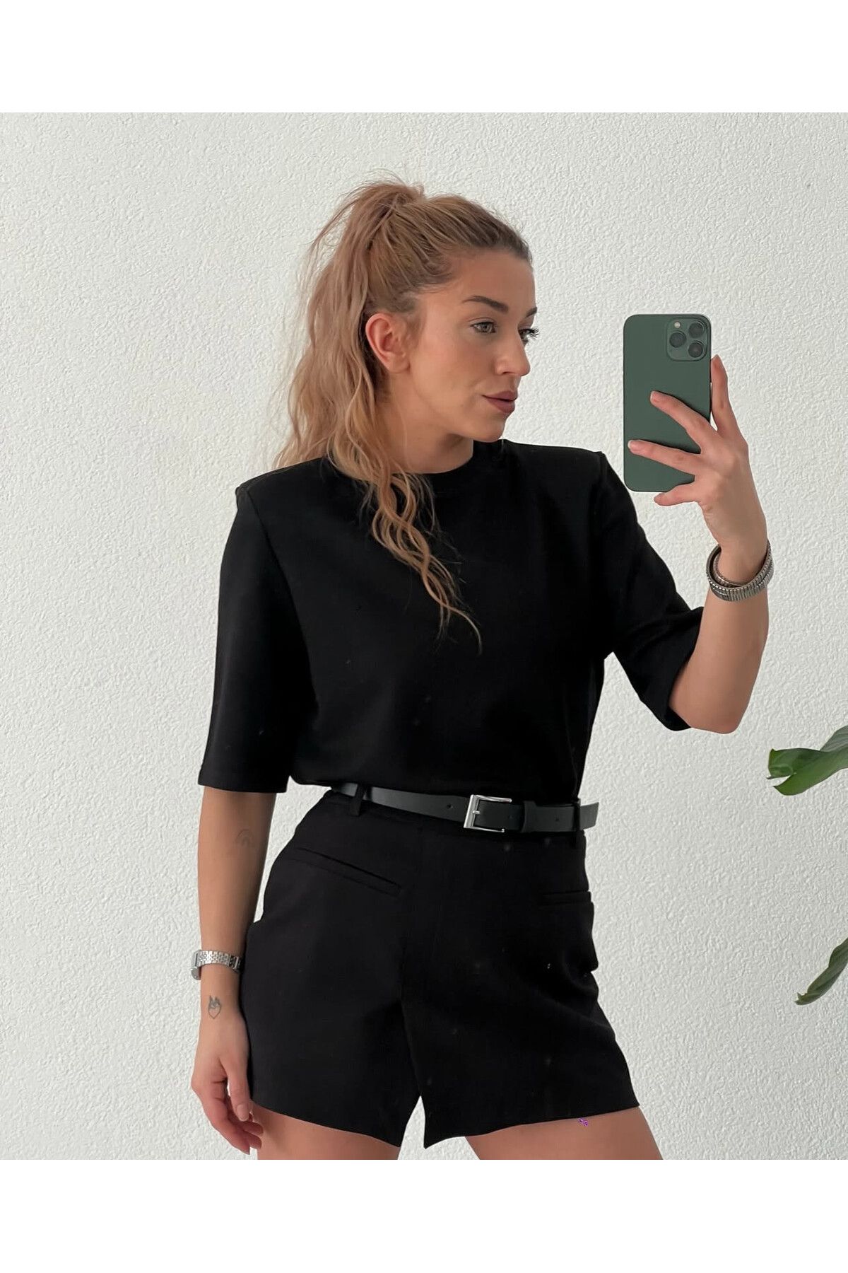 pelish Vatkalı Siyah Tişört