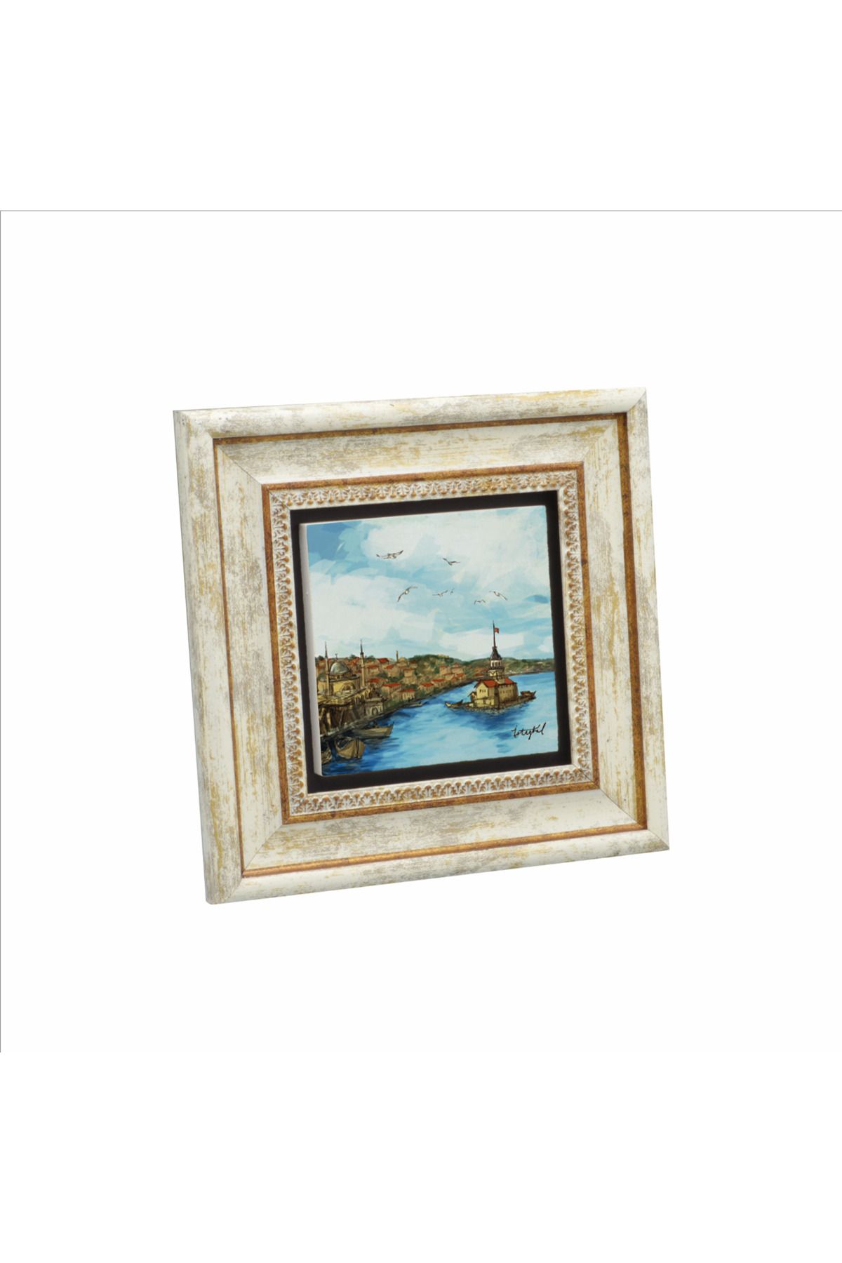 Sadrazam Kız Kulesi Baskılı Doğaltaş Tablo (20 X 20 KRT-19)