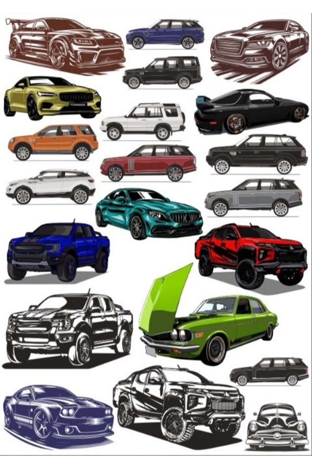 Reysa Tasarım Arabalar Sticker Set