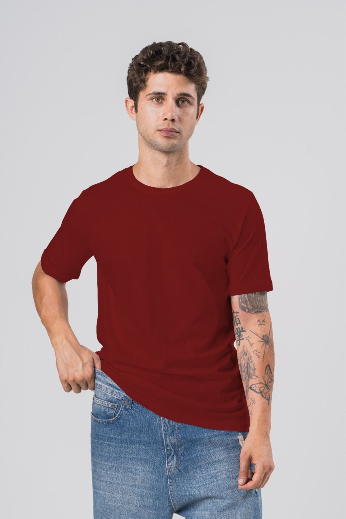 COAL CİTY Erkek Bordo Regular %100 Organik Pamuk Siyah T-shirt
