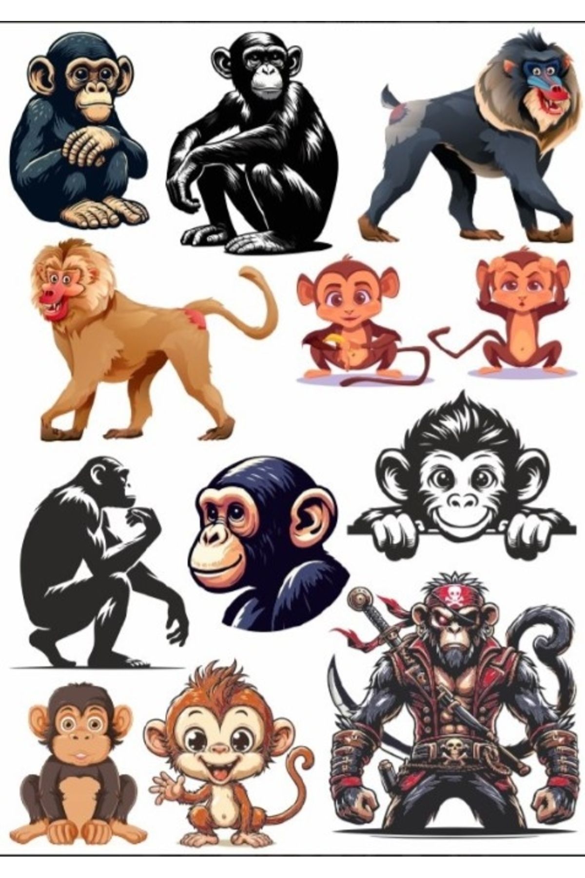 Reysa Tasarım Maymun Sticker Set