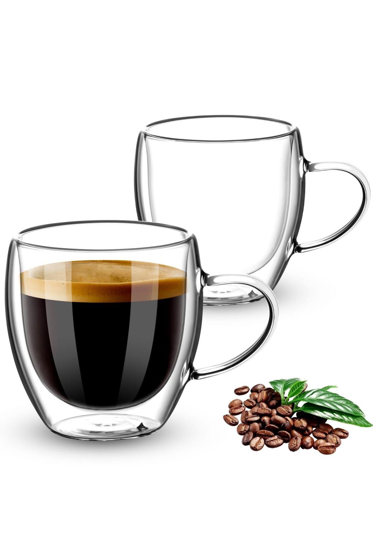 MİS KİTCHEN 2 ADET Çift Camlı Çay Ve Kahve Kupası 250 Ml Ofis Kupasi Cidarlı Model