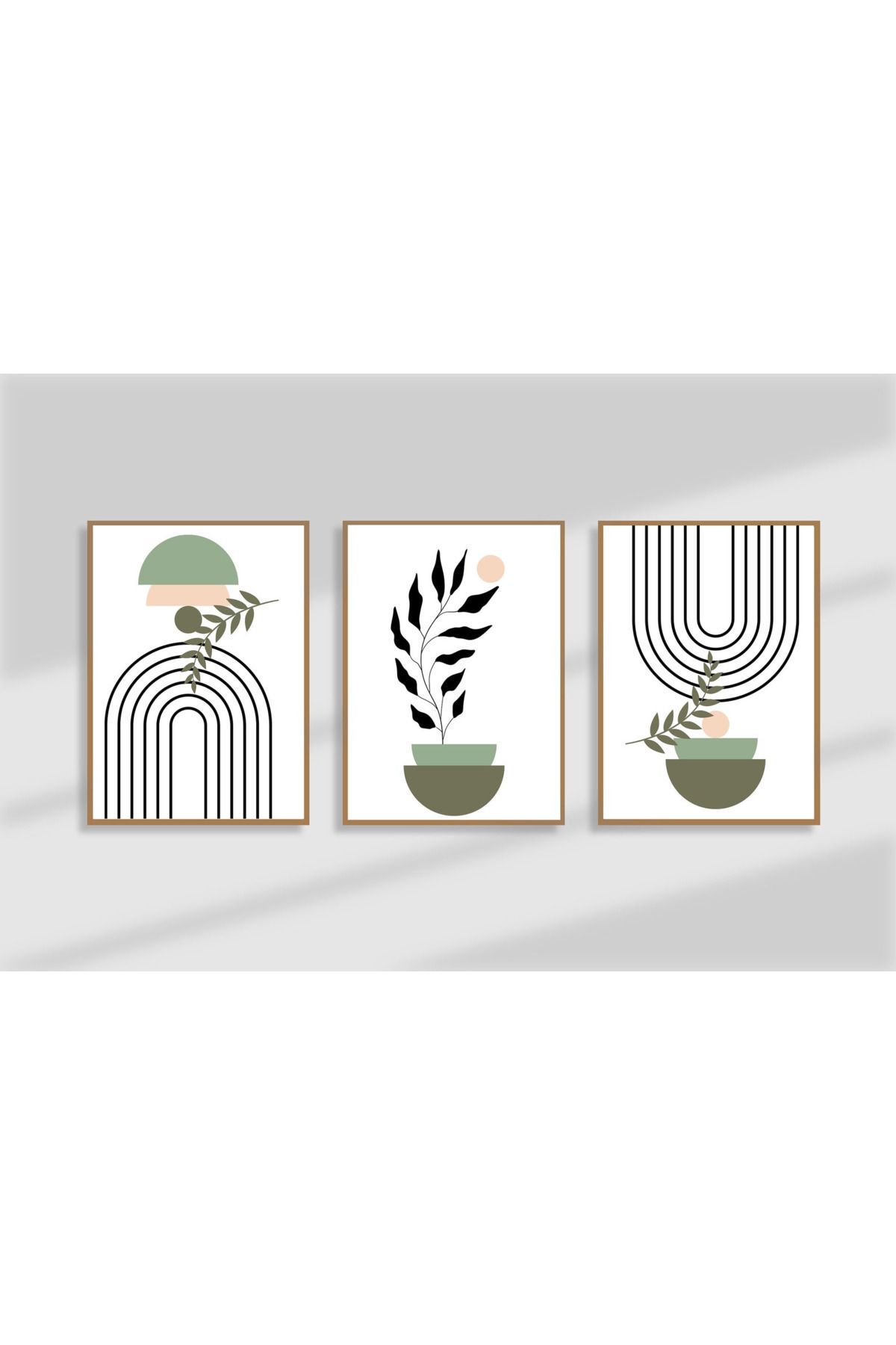 Tuba Decor 3 Parça Ahşap Çerçeve Görünümlü MDF Poster Tablo Seti