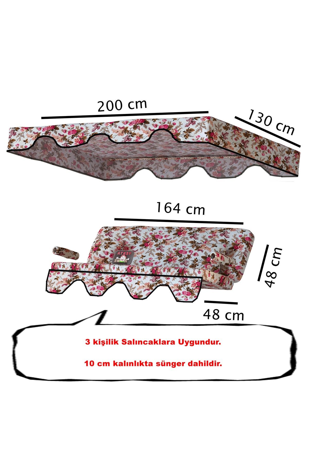 Yekta Home İngiliz 3 kişilik Salıncak Minder Takımı . Yastık Tente Kolluk Minder Süngerli Set