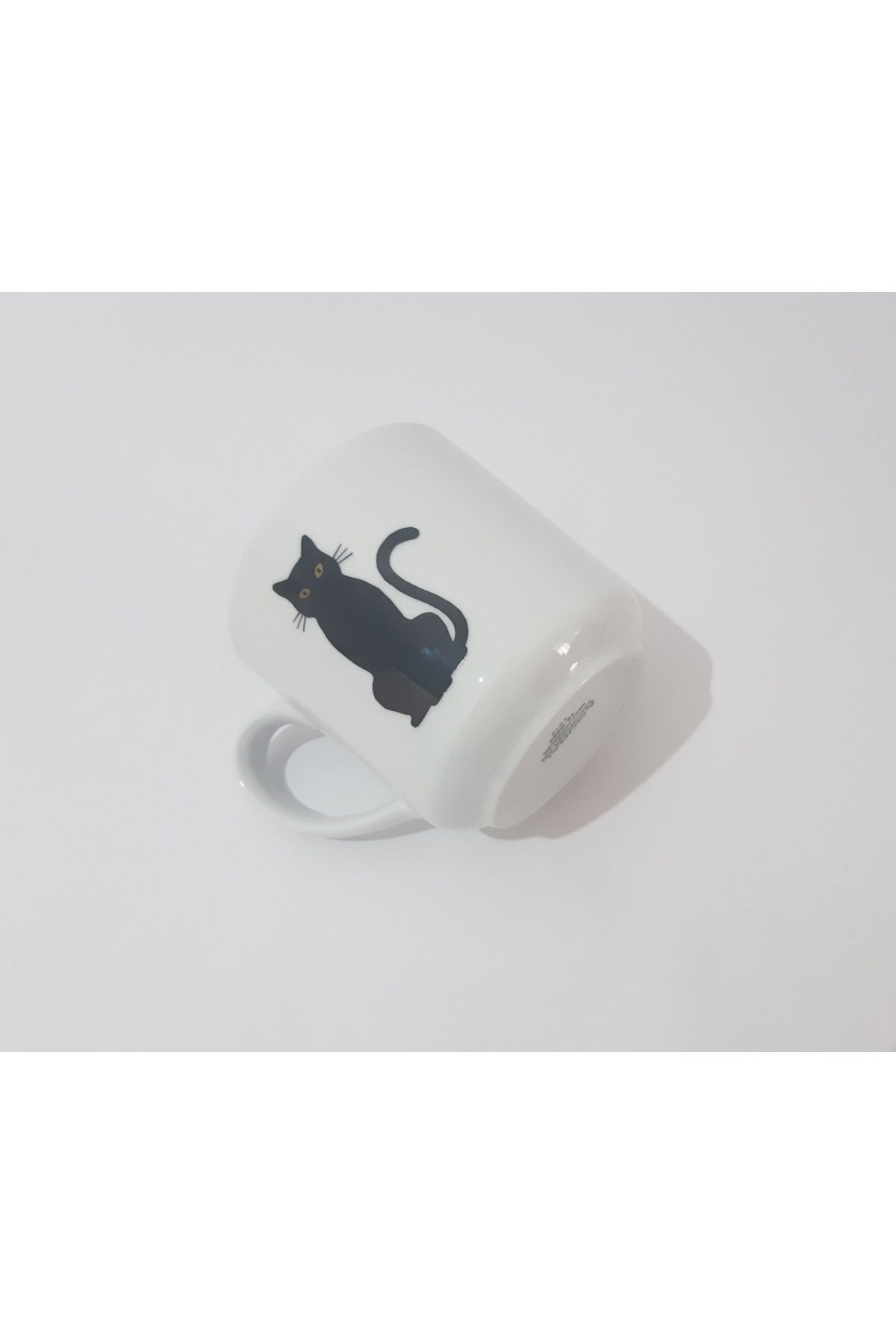 Güral Porselen 350 ML Çay Kahve Su Kupası Kedi Desenli Porselen Kupa