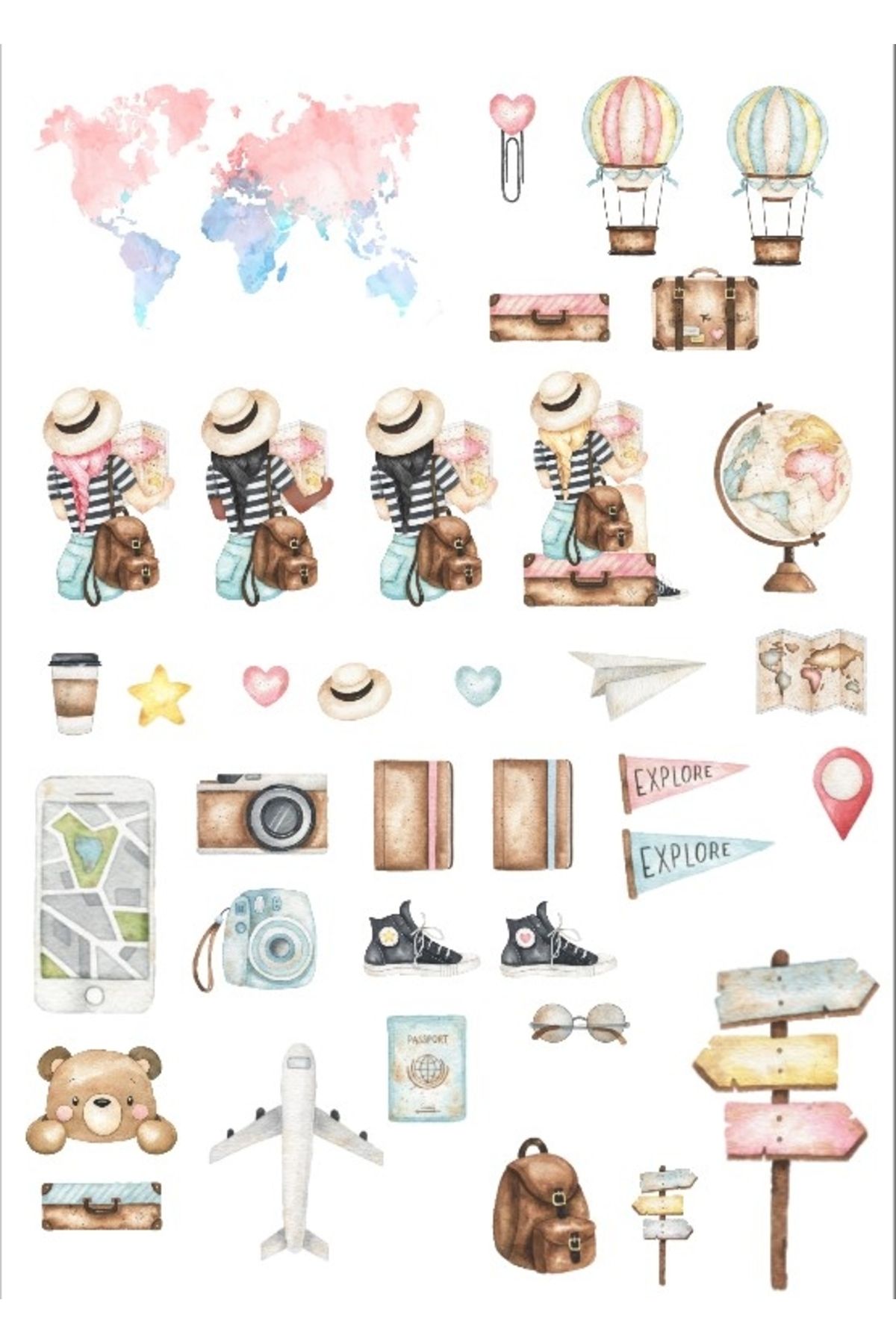 Reysa Tasarım Seyahat Temalı Sticker Set