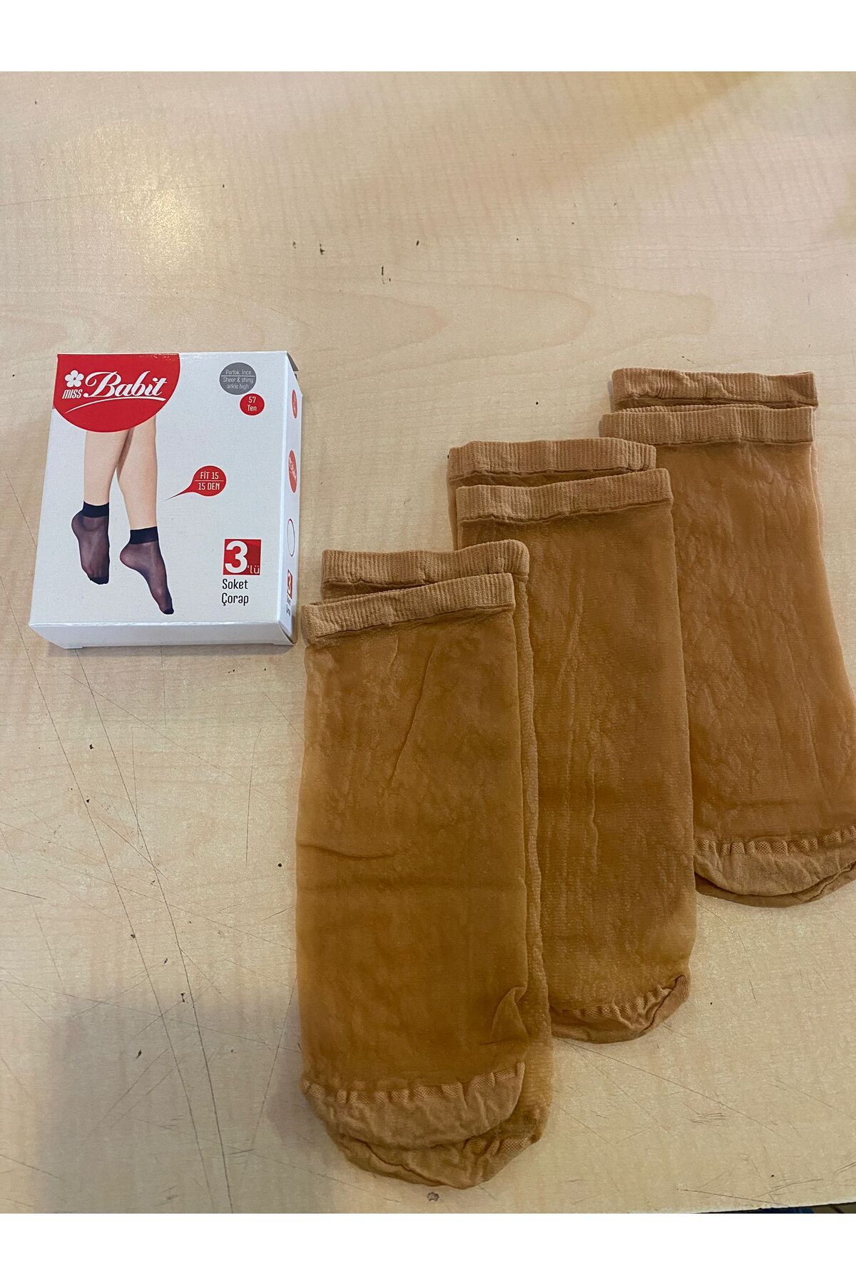 Babit Kadın Fit 15 Parlak İnce Soket Tül Çorap 3'lü