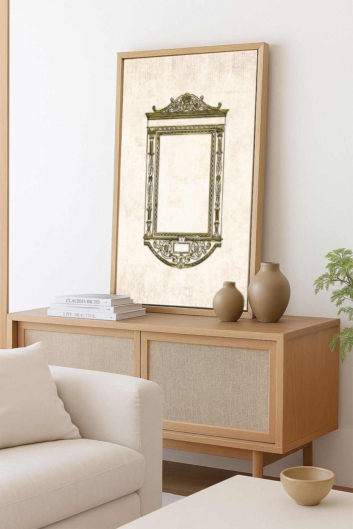 AKSU SANAT Antika Çerçeve Vintage ÇERÇEVELİ Kanvas Tablo, ÇİFT ÇERÇEVELİ Tablo 1KTBL54