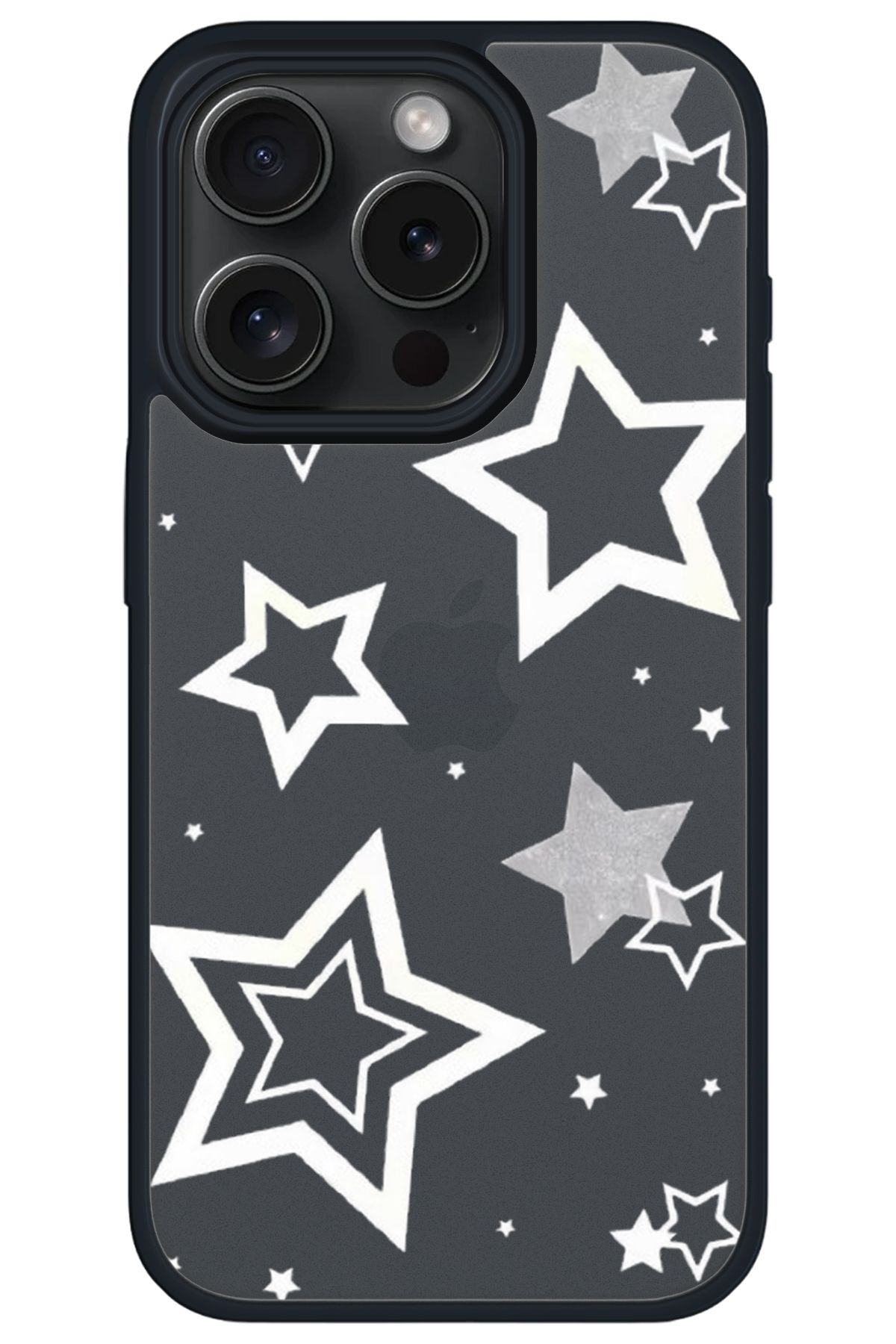 WANNA PROTECT iPhone 14 Pro Max Siyah Yıldızlar Desenli Kamera Çıkıntılı İmpact Telefon Kılıfı y2k