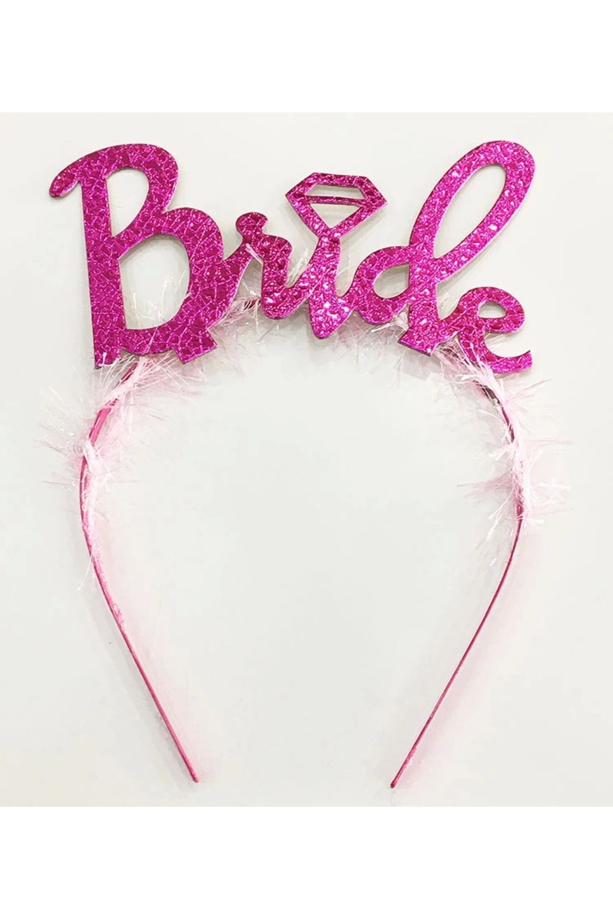 PRATİKOBA Fuşya Renk Bekarlığa Veda İtalik Yazı Alyanslı Bride Taç