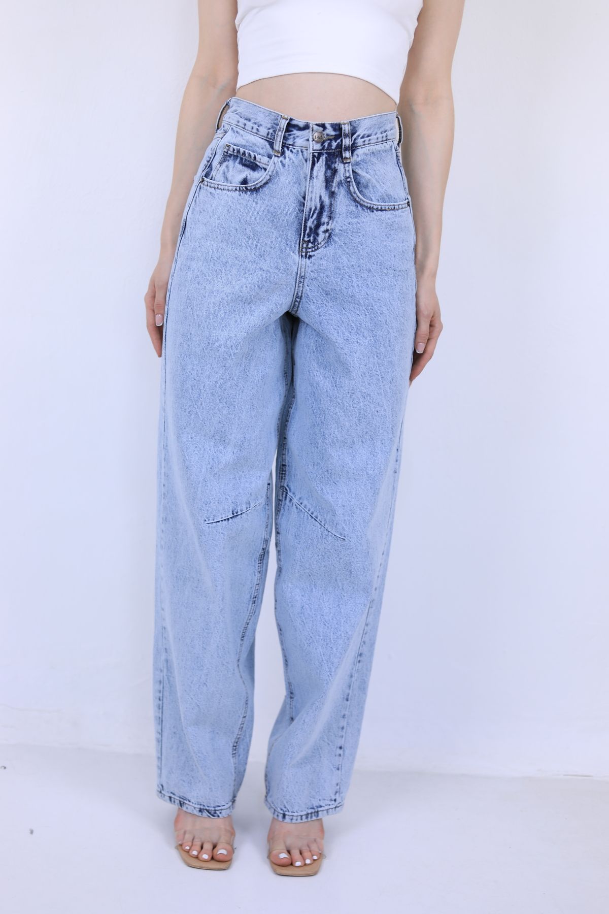 modaparis outlet Baggy Kot Pantolon Açık Mavi