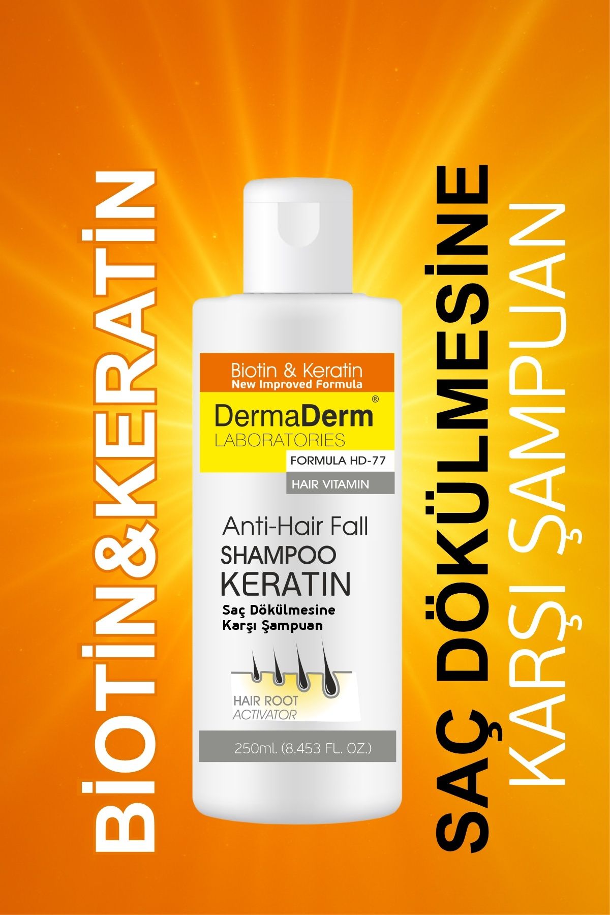 DermaDerm Biotin Ve Keratin Saç Dökülmesine Karşı Hızlı Sac Uzatan Dolgunlaştırıcı Onarıcı Besleyici Şampuan