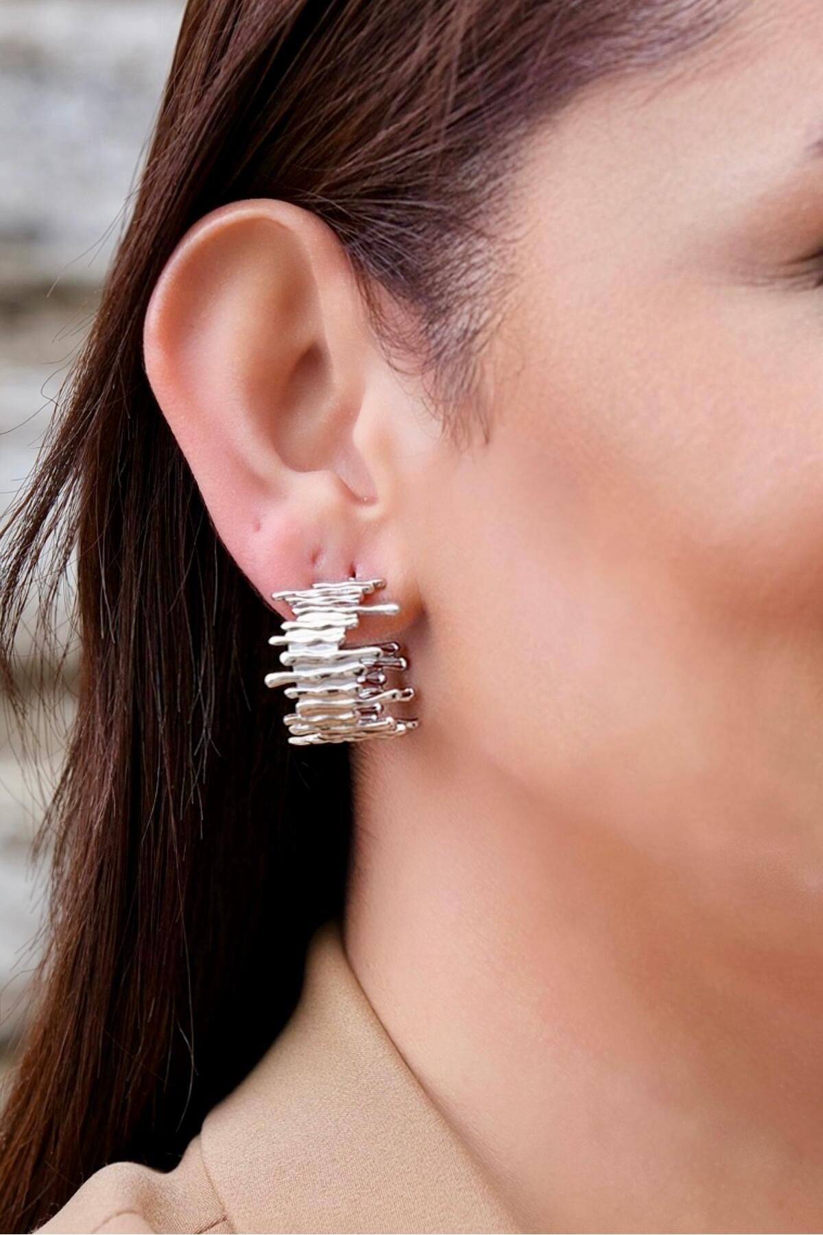 My Life Accessory KADIN ÇELİK KÜPE ZİKZAK TASARIM