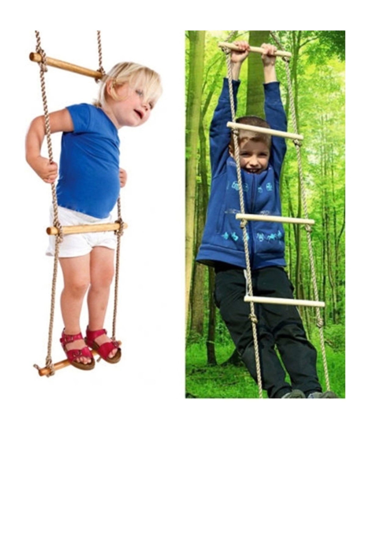 ÇAYLAR AVM Çocuk Ahşap ip 6 Merdiven Montessori Eğitici Trapez Salıncak Tırmanma Kulesi Jimlastik Salıncağı fotoğrafı 7 (önizleme)