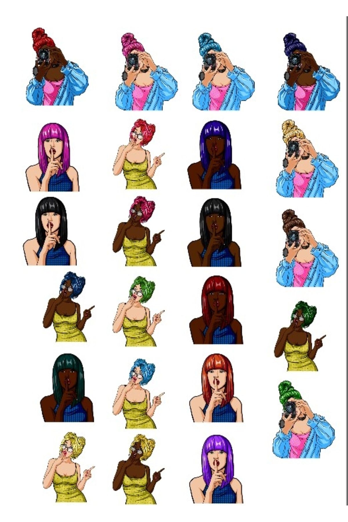 Reysa Tasarım Renkli Kızlar Sticker Set