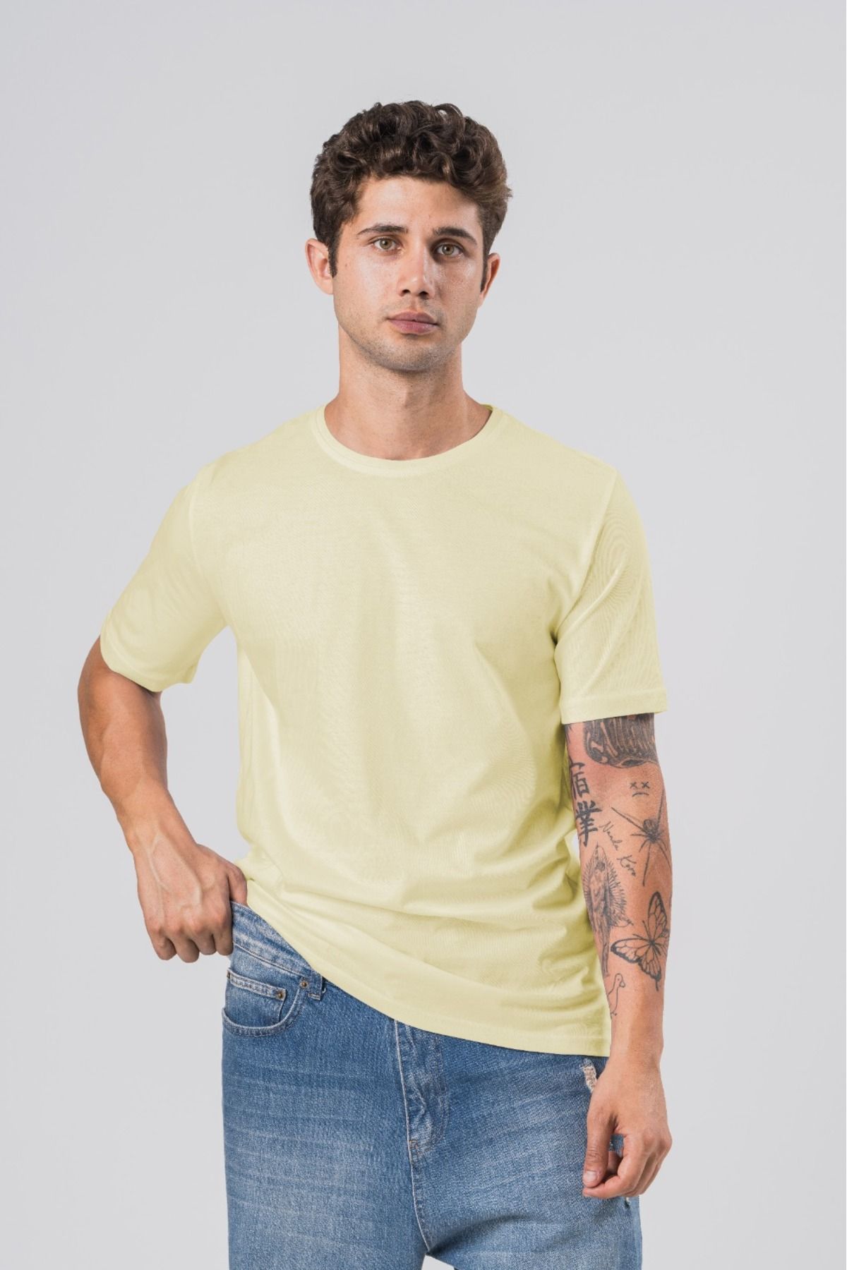 COAL CİTY Erkek Sarı Regular %100 Organik Pamuk Siyah T-shirt