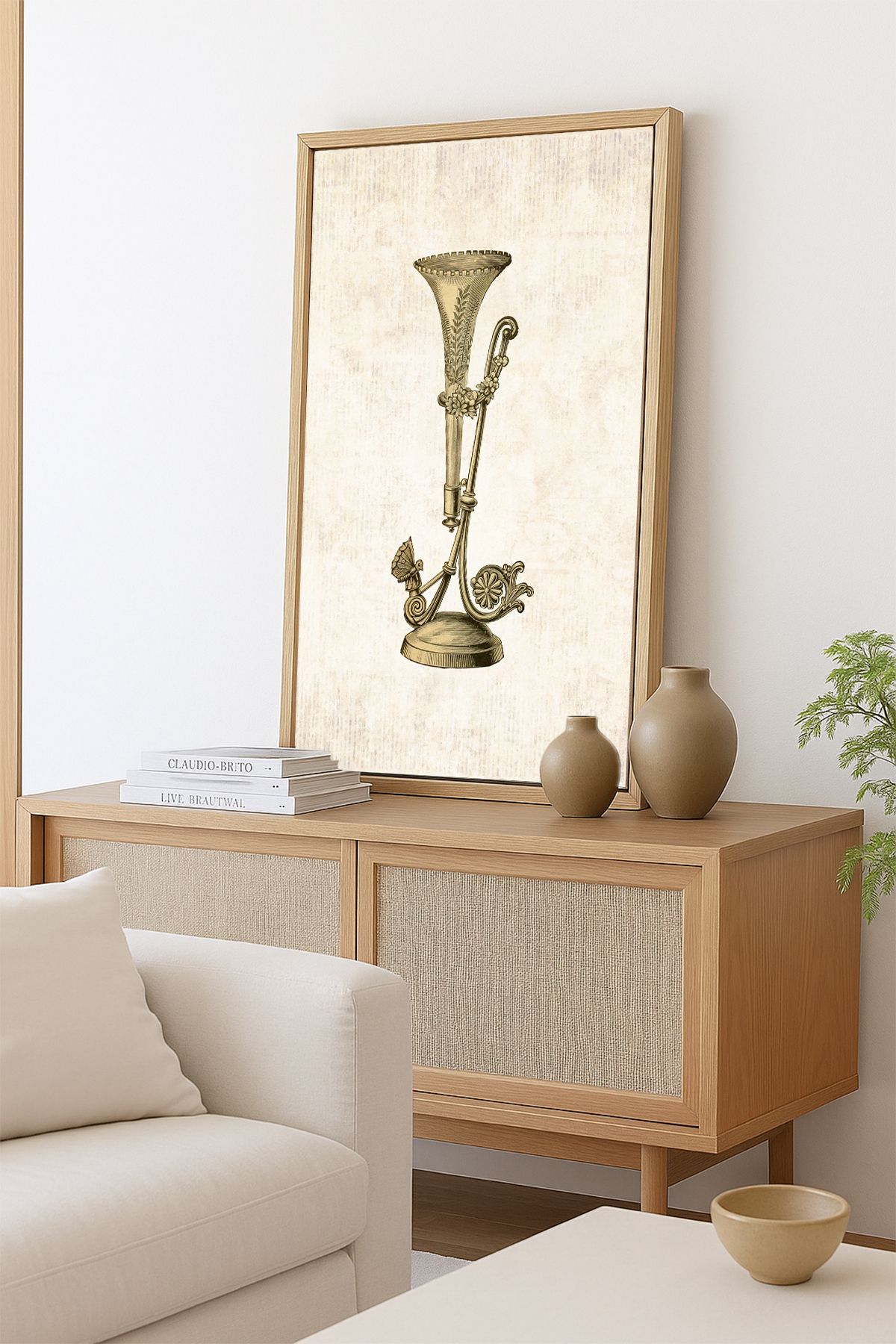 AKSU SANAT Antika Bronz Vazo Vintage ÇERÇEVELİ Kanvas Tablo, ÇİFT ÇERÇEVELİ Tablo 1KTBL53