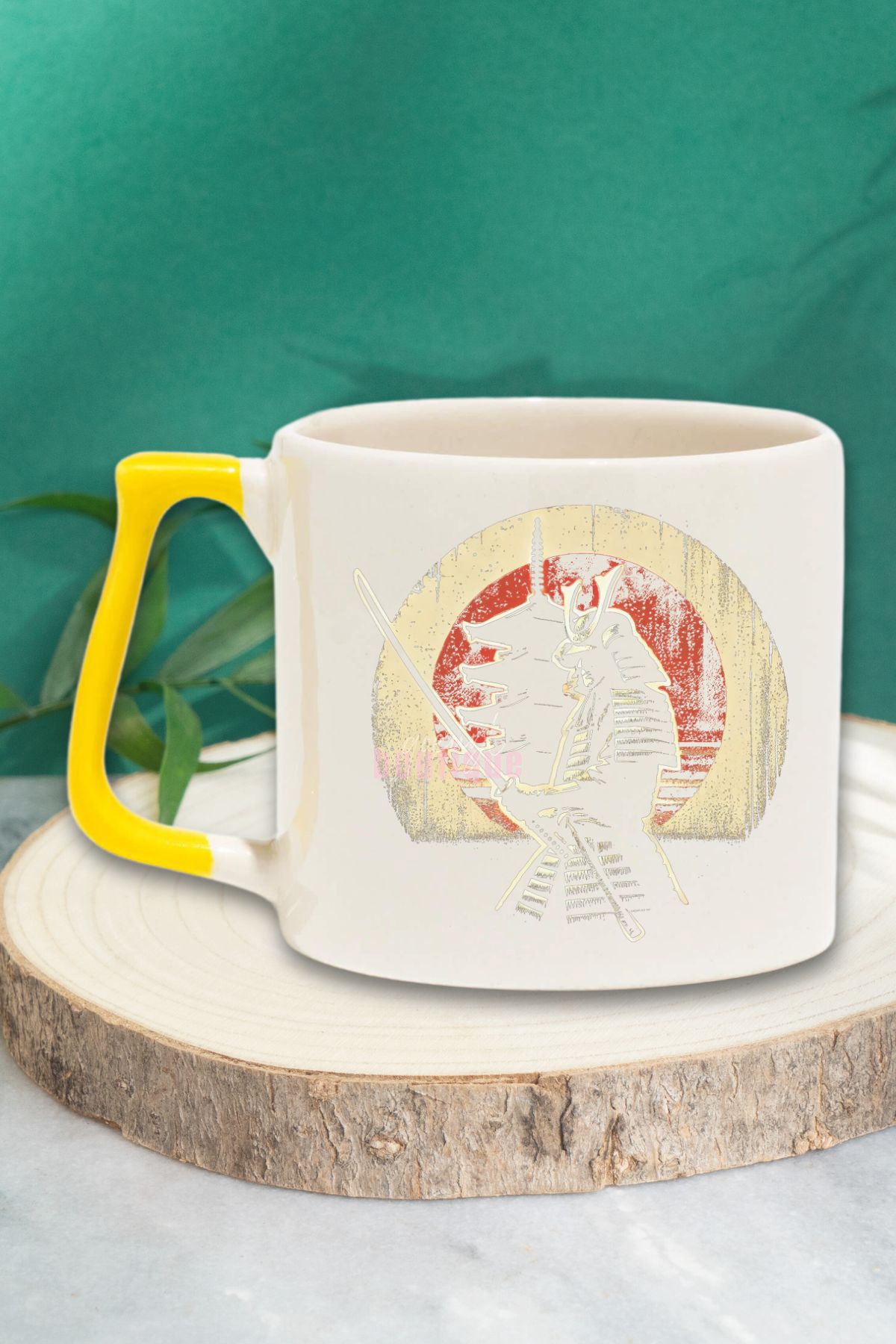 qoeuyl boutique Japon Art 4 Minimalist Baskılı Japon Sanatı Anime Manga Doğum Günü Hediye Sarı Kulplu Kupa Bardak