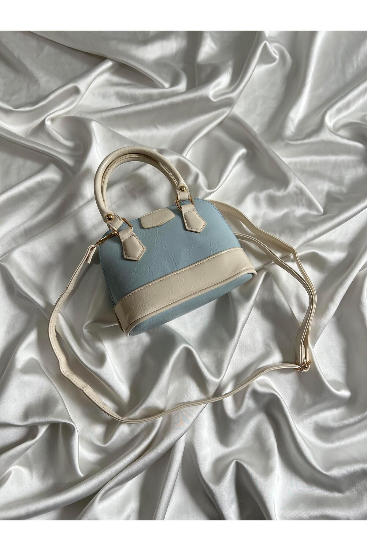 Mia Collection Miami Model El Ve Kadın Omuz Çantası Mavi Krem