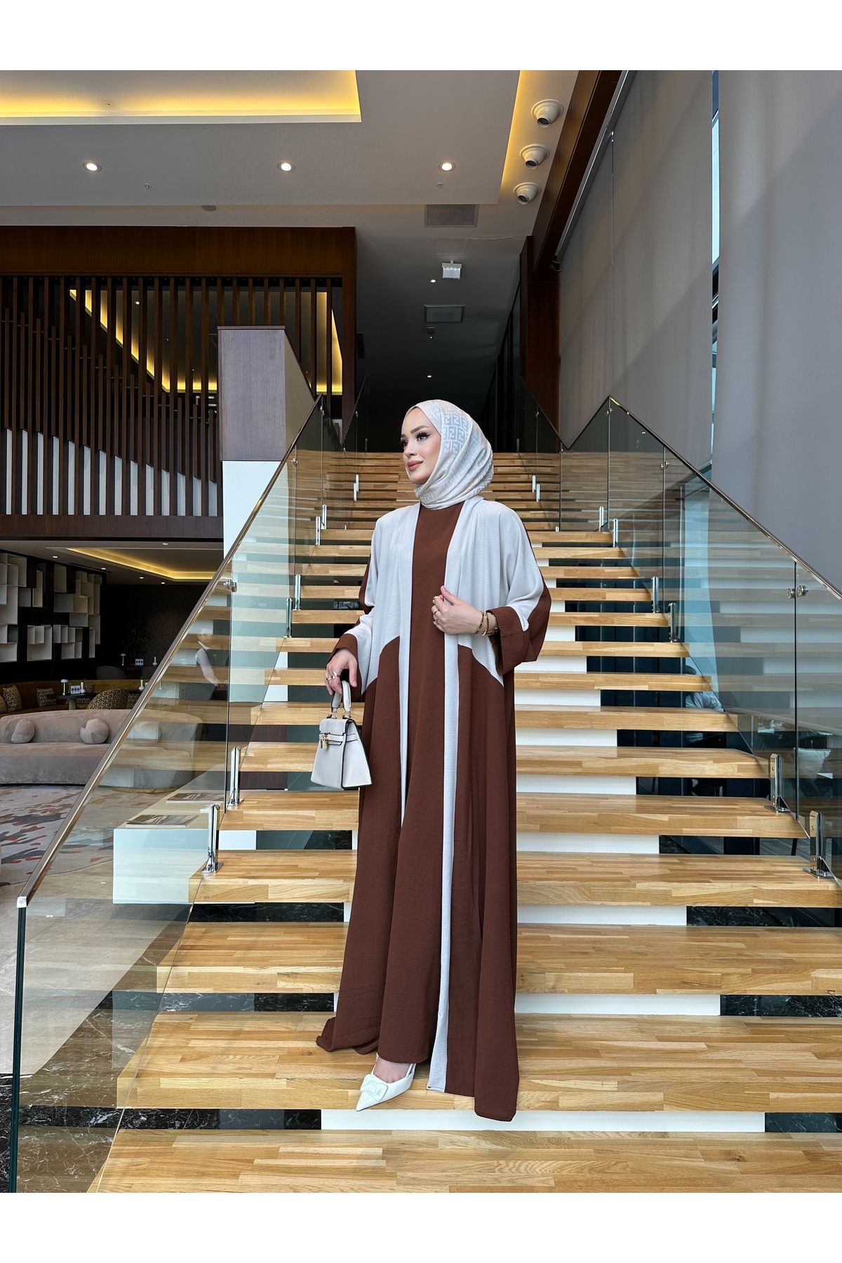 sevannaluxurydesign Çift renk abaya & elbise ikili takım