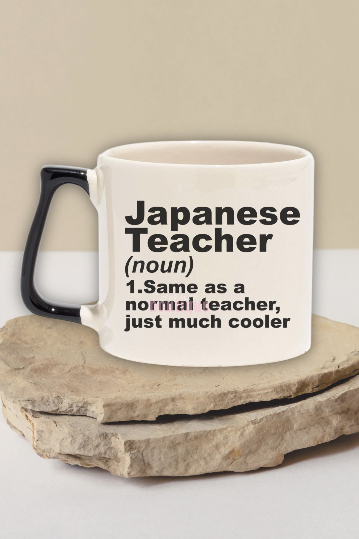 qoeuyl boutique Japanese Teacher Noun Baskılı Japonca Öğretmeni Tanımı Doğum Günü Hediye Siyah Kulplu Kupa Bardak