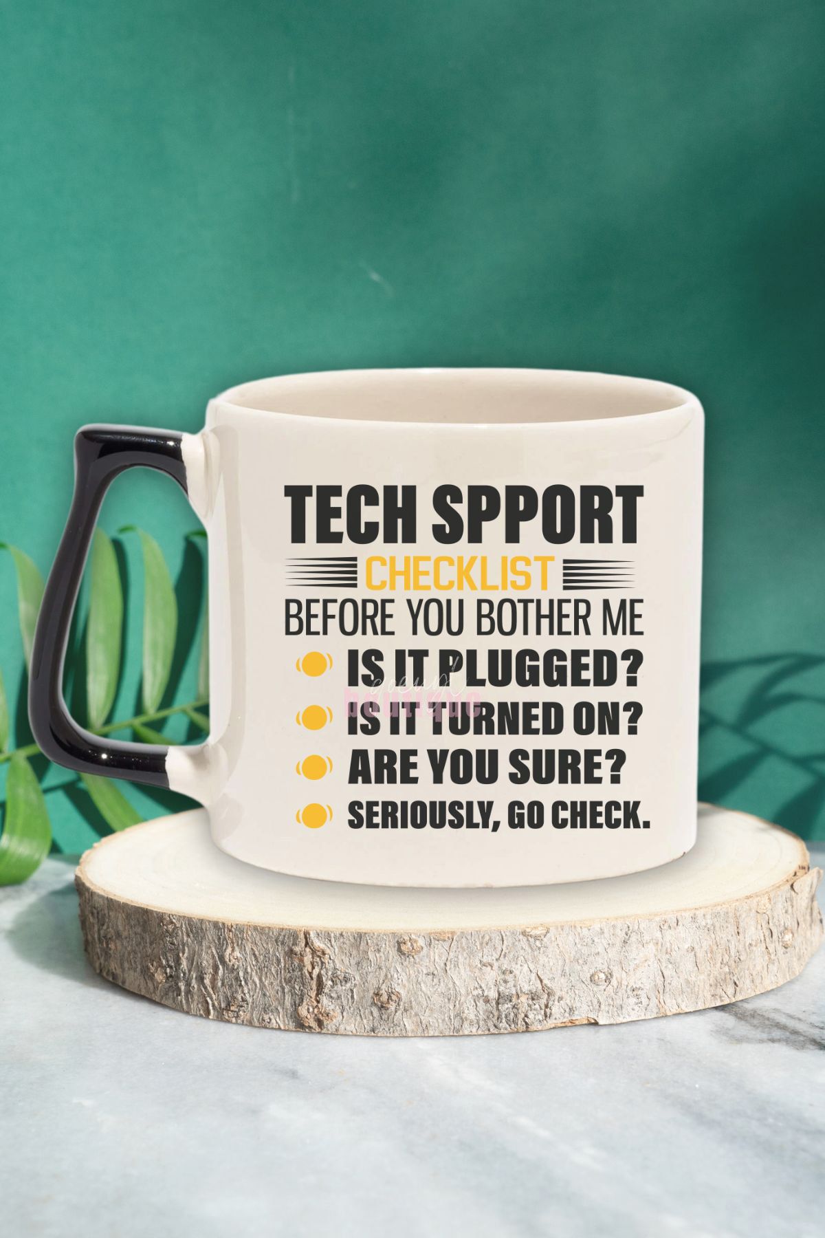 qoeuyl boutique Tech Support Checklist Baskılı Komik Yazılımcı Doğum Günü Hediye Siyah Kulplu Kupa Bardak